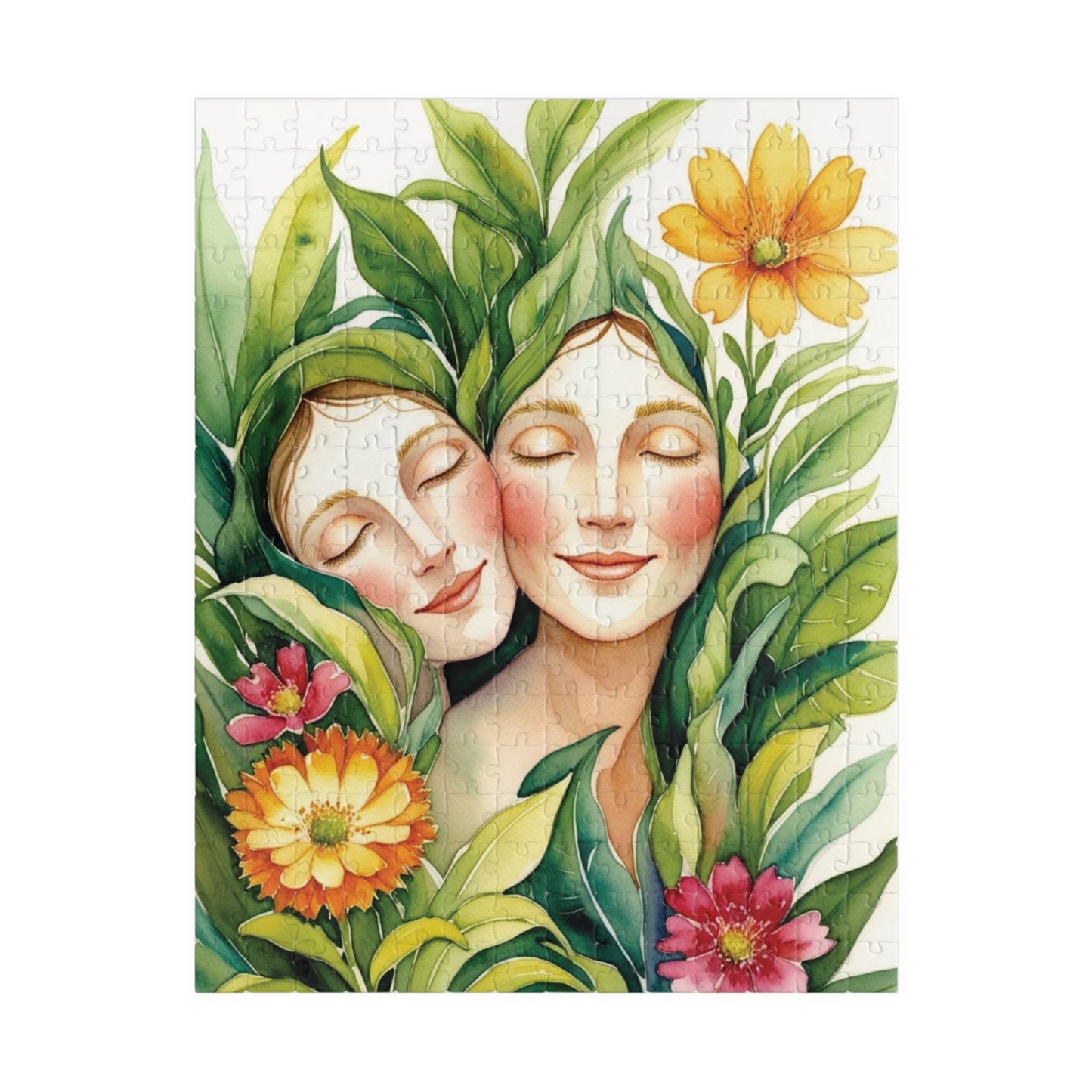 Surreal Human-Nature Jigsaw Puzzle, Floral Faces Design, Adult Puzzle Relaxing Indoor Activity, Gift for Nature Lovers Inspired by F. Kaholo 252 pcs (Vertical) Puzzle The Puzzle Chest