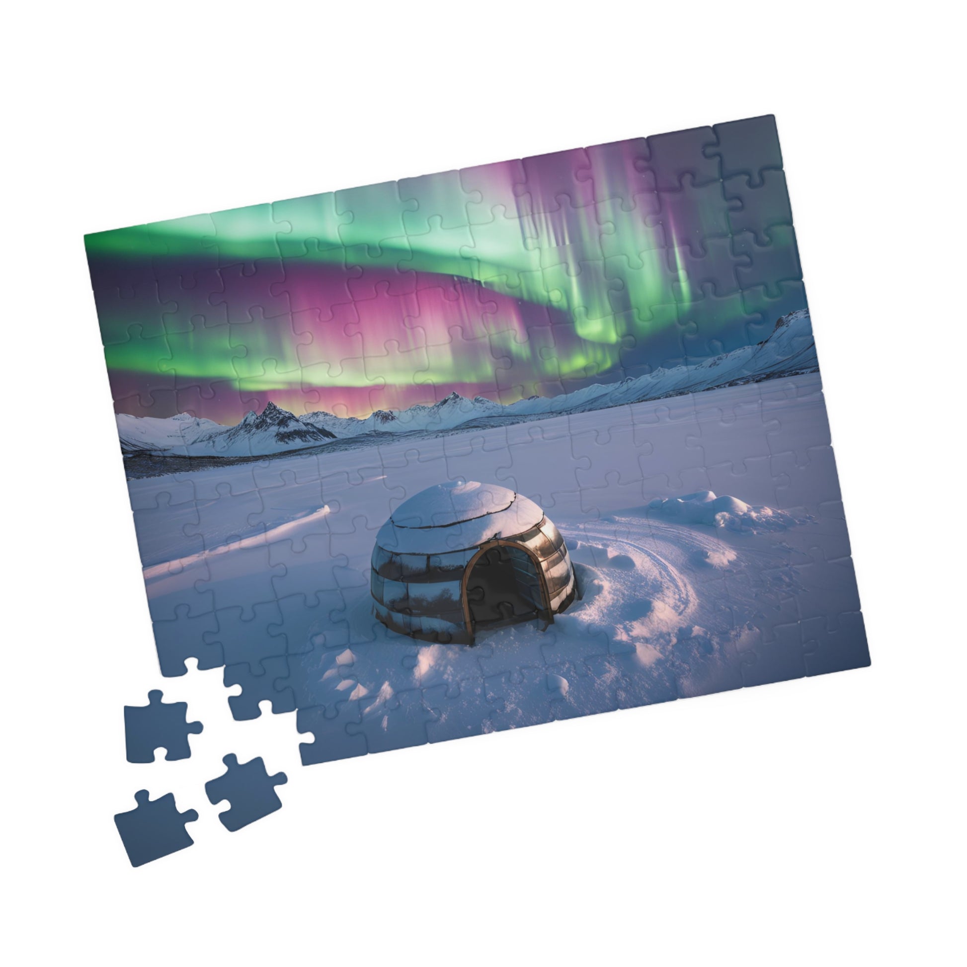 Aurora Borealis Jigsaw Puzzle - 110, 252, 520, 1014-piece Igloo Scenic Gift for Nature Lovers, Family Activity, Game Night, Cozy Gift Idea Puzzle The Puzzle Chest