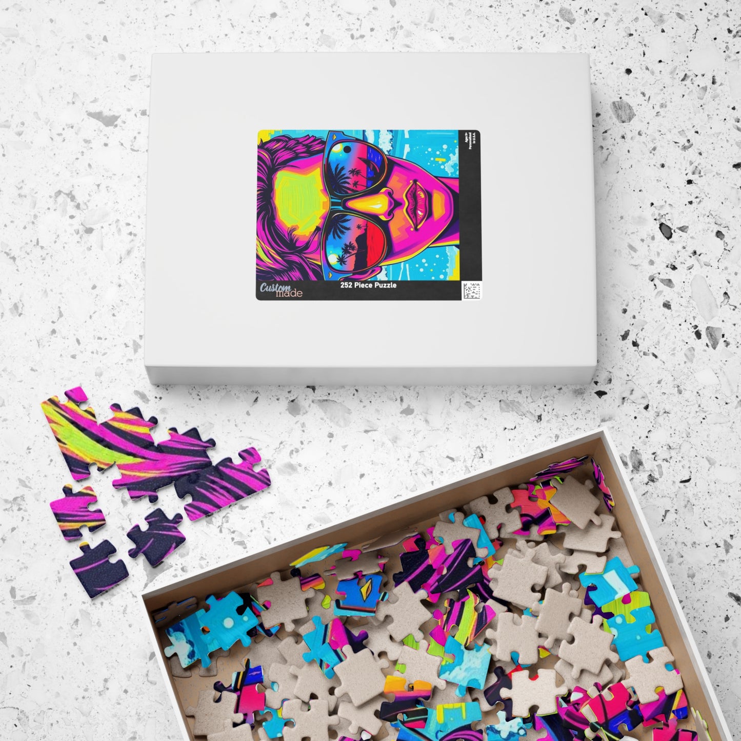 Colorful Retro Beach Puzzle, Pop Art Jigsaw Game for Adults, Fun Puzzle Gift for Friends, Home Entertainment, Mindful Challenge Brain Teaser Puzzle The Puzzle Chest
