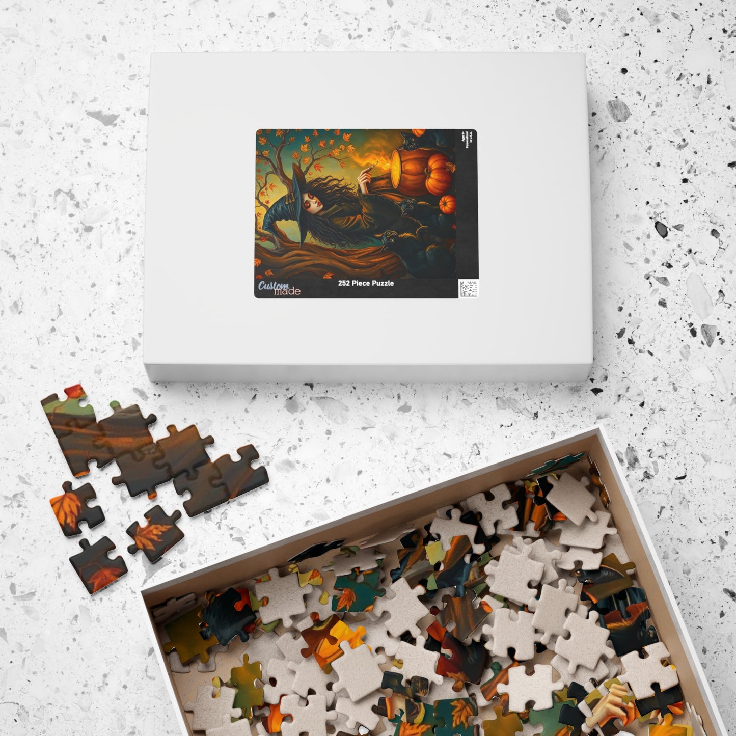 Catspell Cauldron Night Witchy Jigsaw Puzzle, Halloween Scene Perfect for Family Fun, Cozy Nights, Fall Celebrations, Gift for Puzzle Lover