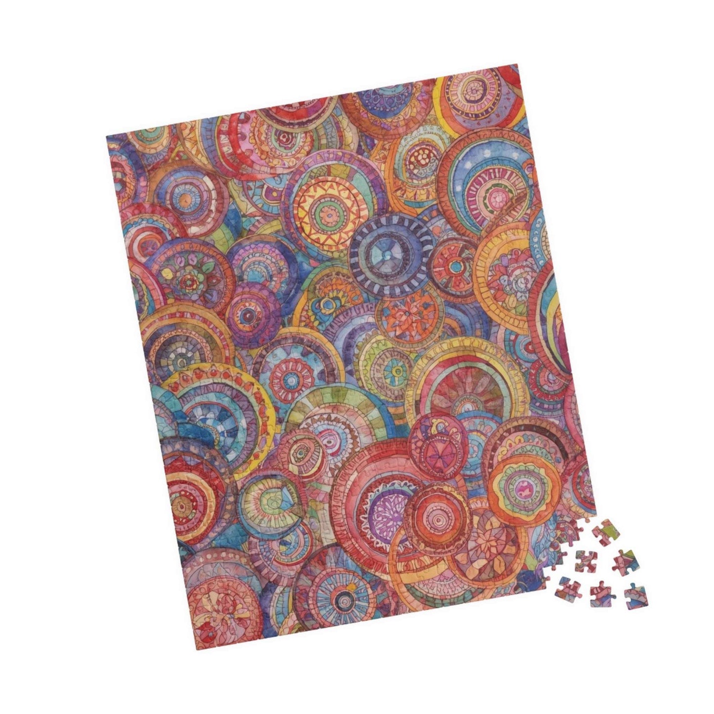 Mandala Art Jigsaw Puzzle – Overlapping Collage of Circular Mandalas in Intricate Decorative Patterns 520 pcs (Vertical) Puzzle The Puzzle Chest