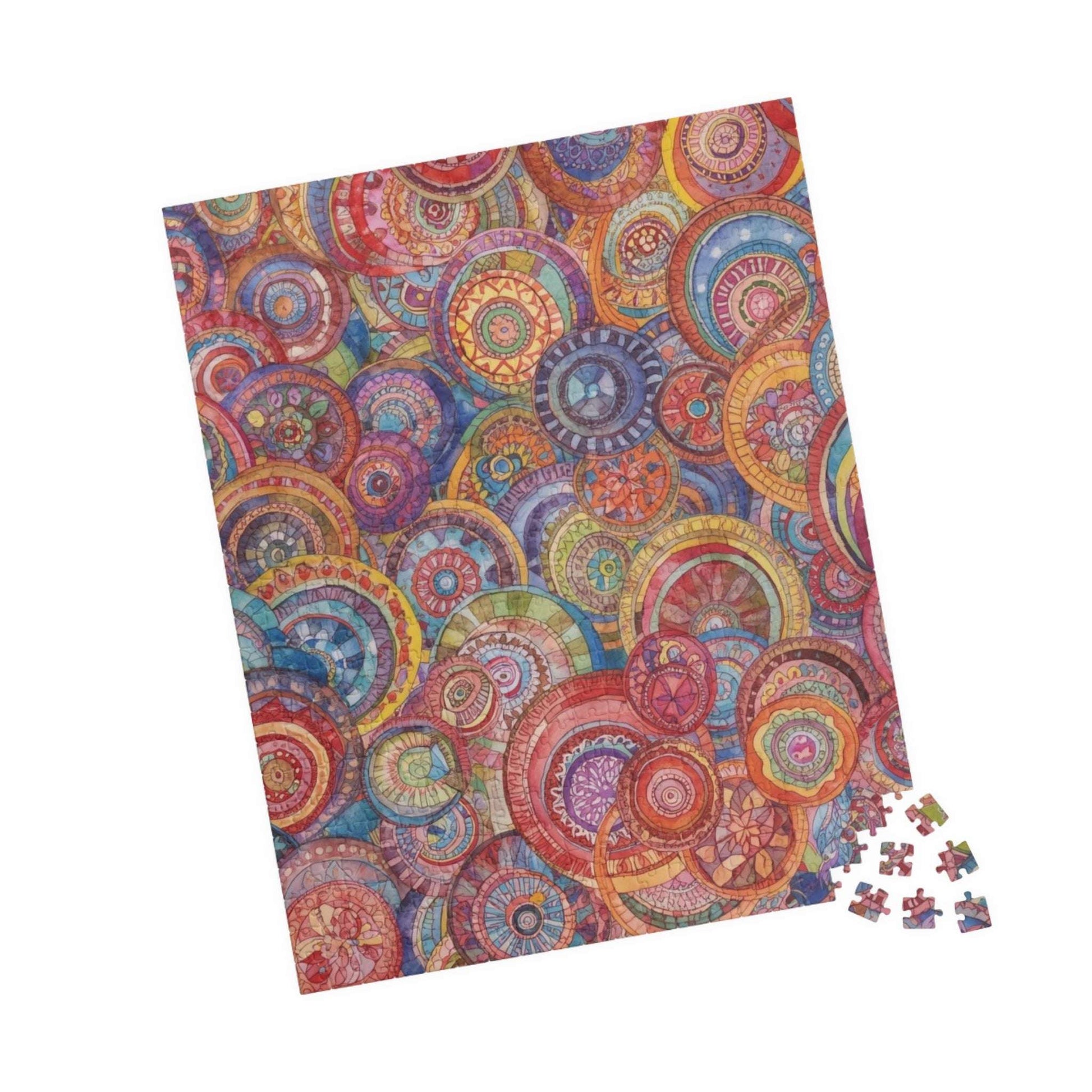 Mandala Art Jigsaw Puzzle – Overlapping Collage of Circular Mandalas in Intricate Decorative Patterns 520 pcs (Vertical) Puzzle The Puzzle Chest