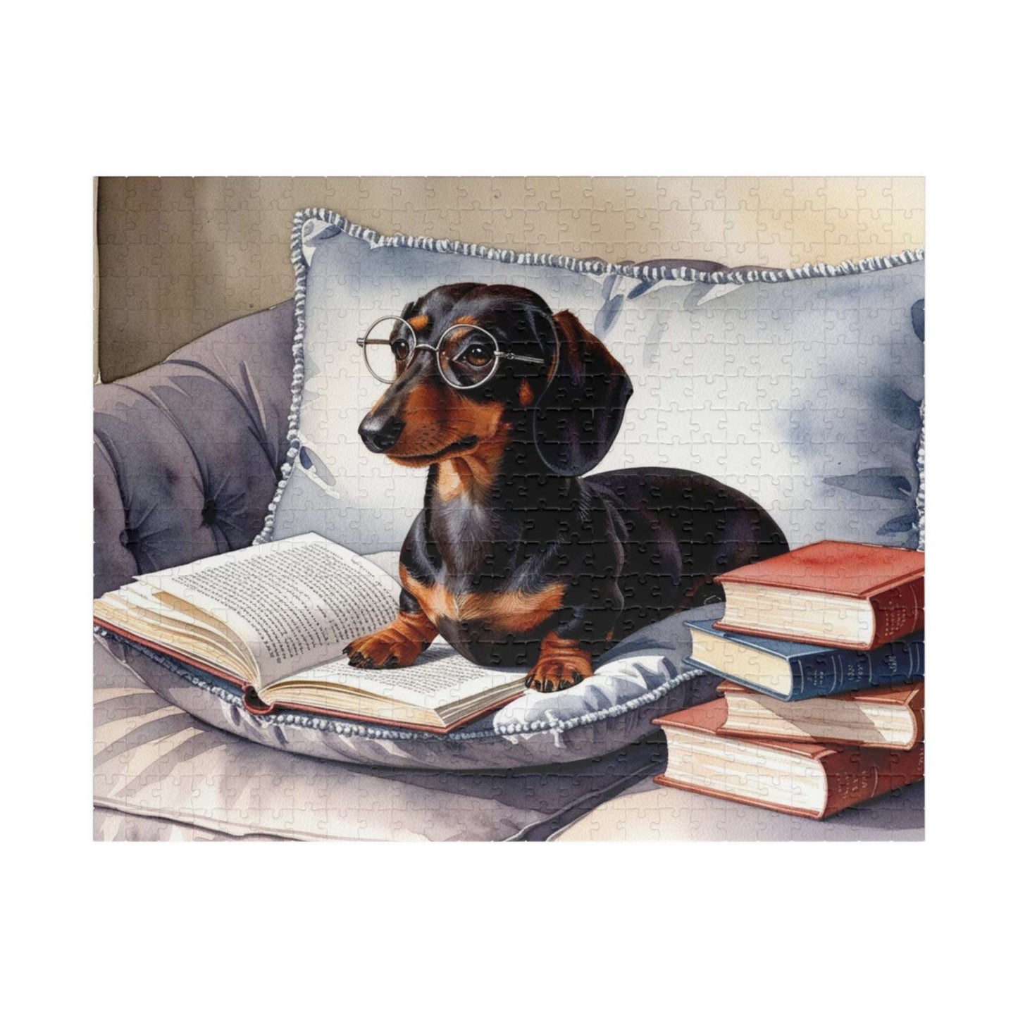 Dachshund Book Lover Puzzle - Cozy Pet Puzzle for Dog Lovers, Family Game Night, Gift for Bookworms, Fun Indoor Activity, Relaxing Gift 520 pcs (Horizontal) Puzzle The Puzzle Chest