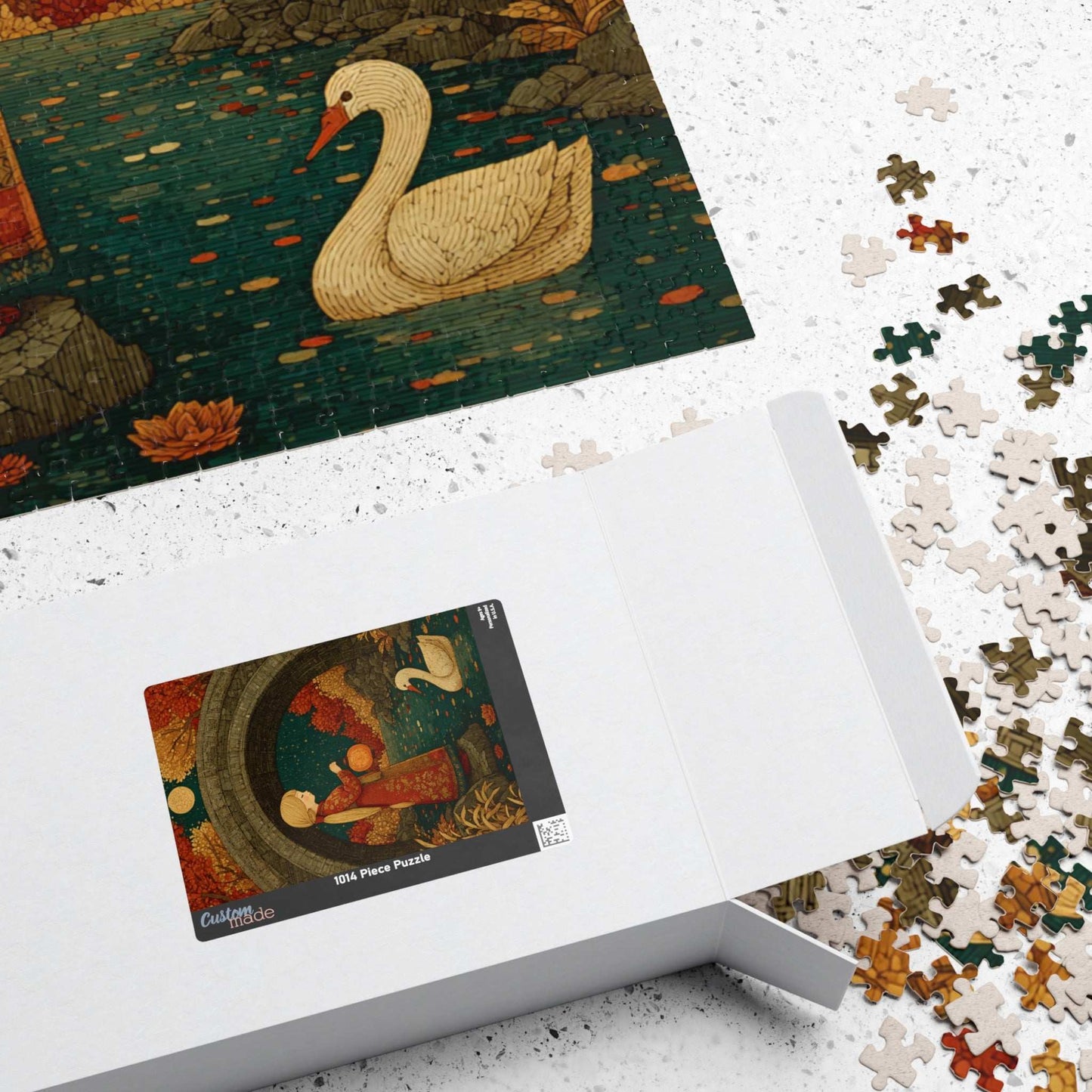 Autumn Pond Fairy-Tale Puzzle - Fall Landscape Girl and Ducklings Jigsaw Game for Family or Solo Fun, Puzzle Lover Gift, Brain Teaser Puzzle The Puzzle Chest