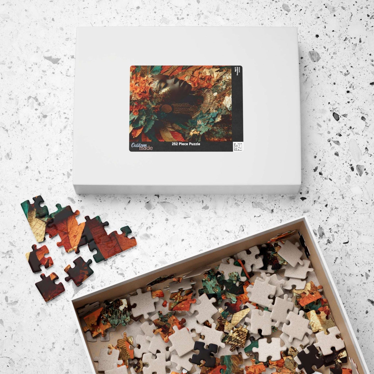 African American Cultural Heritage Jigsaw Puzzle - Afrocentric Black Woman Portrait with Earth Tones Puzzle The Puzzle Chest