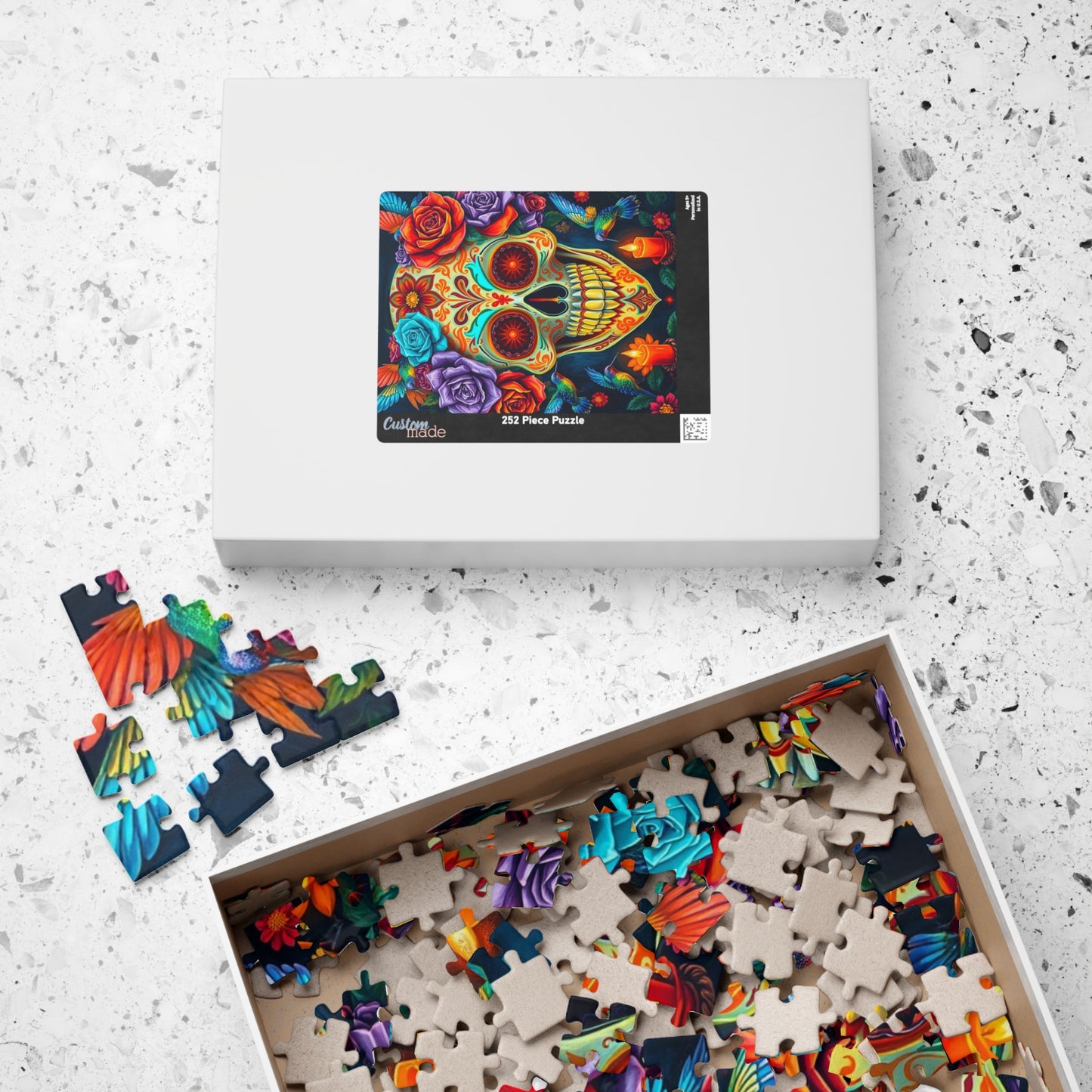 Colorful Skull Artwork Puzzle - Day of the Dead, Fun Family or Solo Activity, Unique Gift Idea for Puzzle Lovers Art Fans, Brain Teaser Puzzle The Puzzle Chest