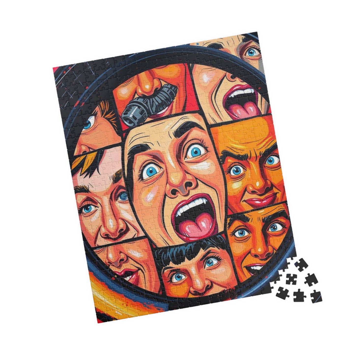 Vibrant Face Collage Puzzle, Pop Art Jigsaw Game Fun Family Activity, Unique Gift Idea for Friend, Colorful Home Entertainment, Brain Teaser Puzzle The Puzzle Chest