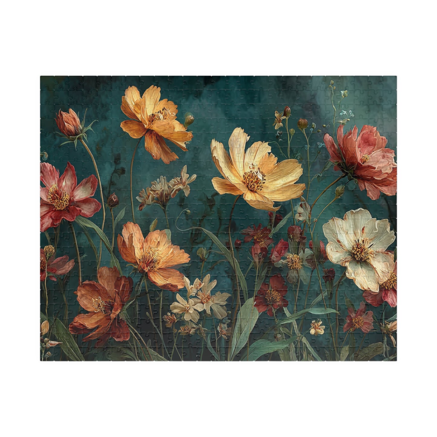 Autumn Wildflower Jigsaw Puzzle - Tranquil Field of Flowers, Nature Inspired Floral Art