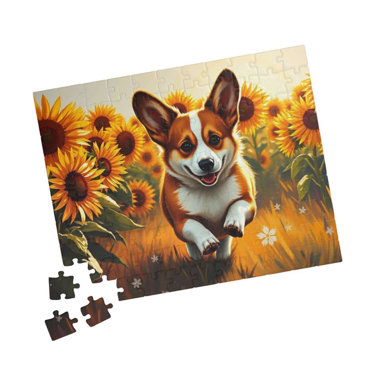 Corgi Sunflower Jigsaw Puzzle - Fun Family Activity, Pet Lover Birthday Holiday Gift for Friends, Home Entertainment Puzzle The Puzzle Chest