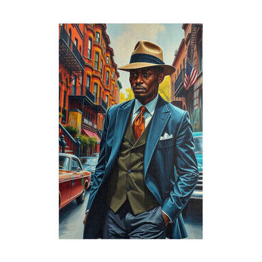 Elegant Street Scene Jigsaw Puzzle, African American Man Vintage Style Artwork, Black Art Gift for Adult, Family Game Night or Solo Fun 1014 pcs (Vertical) Puzzle The Puzzle Chest