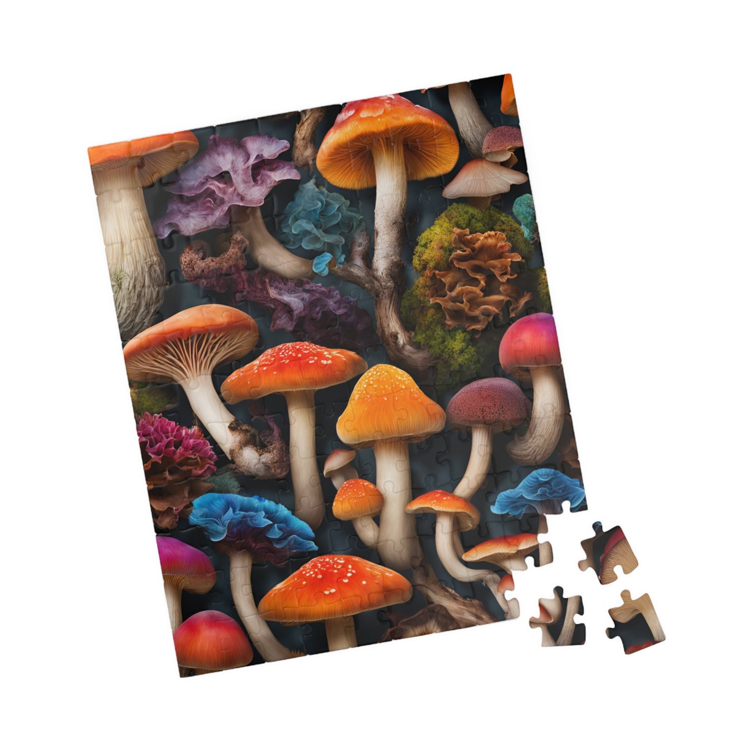 Mushroom Collage Puzzle, Colorful Toadstool Chaotic Jigsaw, 252 520 1014-Piece Game, Relaxing Mindfulness Activity, Gift for Nature Lover Puzzle The Puzzle Chest