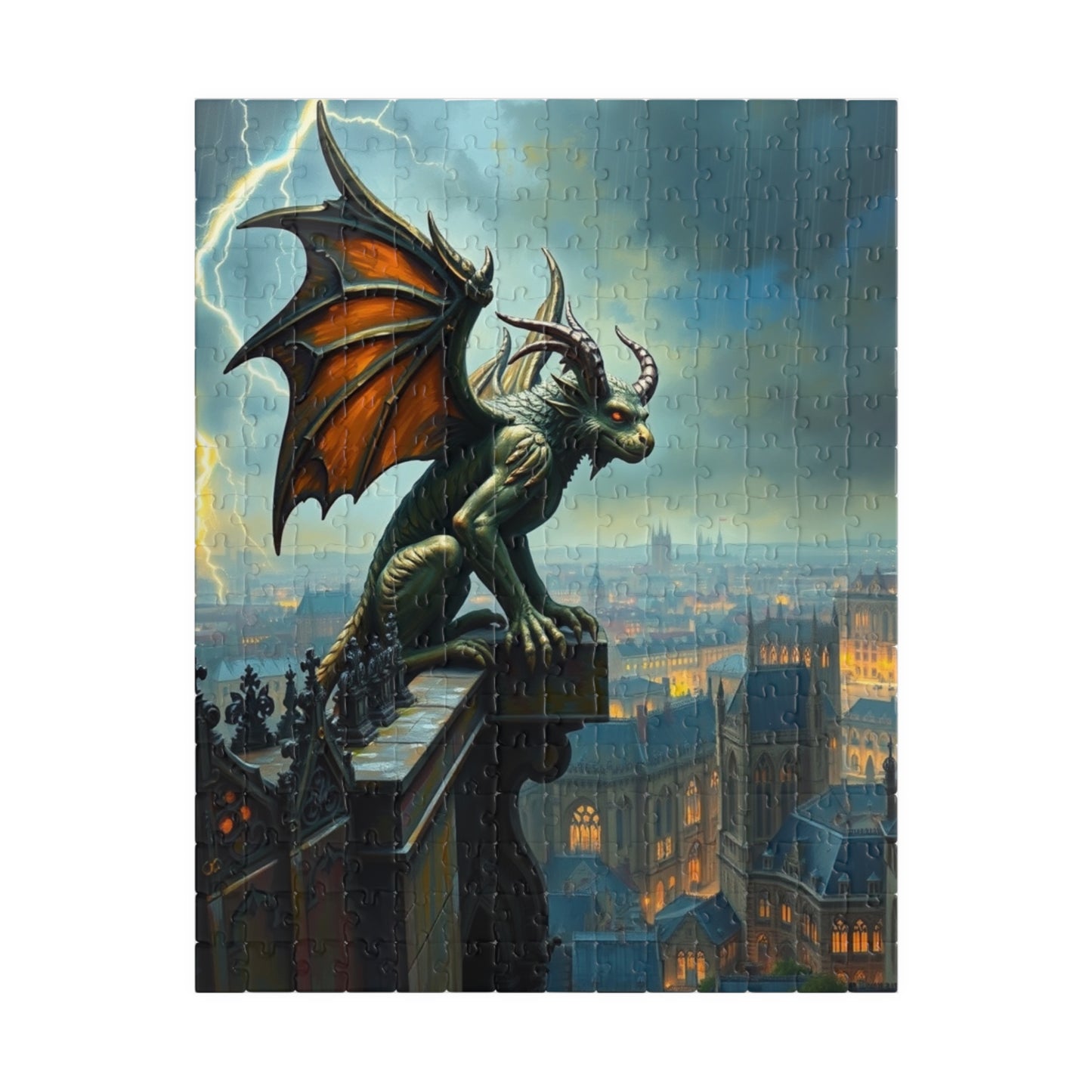Mythical Creature Jigsaw Puzzle - Gothic Gargoyle Design, Fantasy Home Decor, Gift for Puzzle Lovers, Halloween Activities Brain Teaser 252 pcs (Vertical) Puzzle The Puzzle Chest