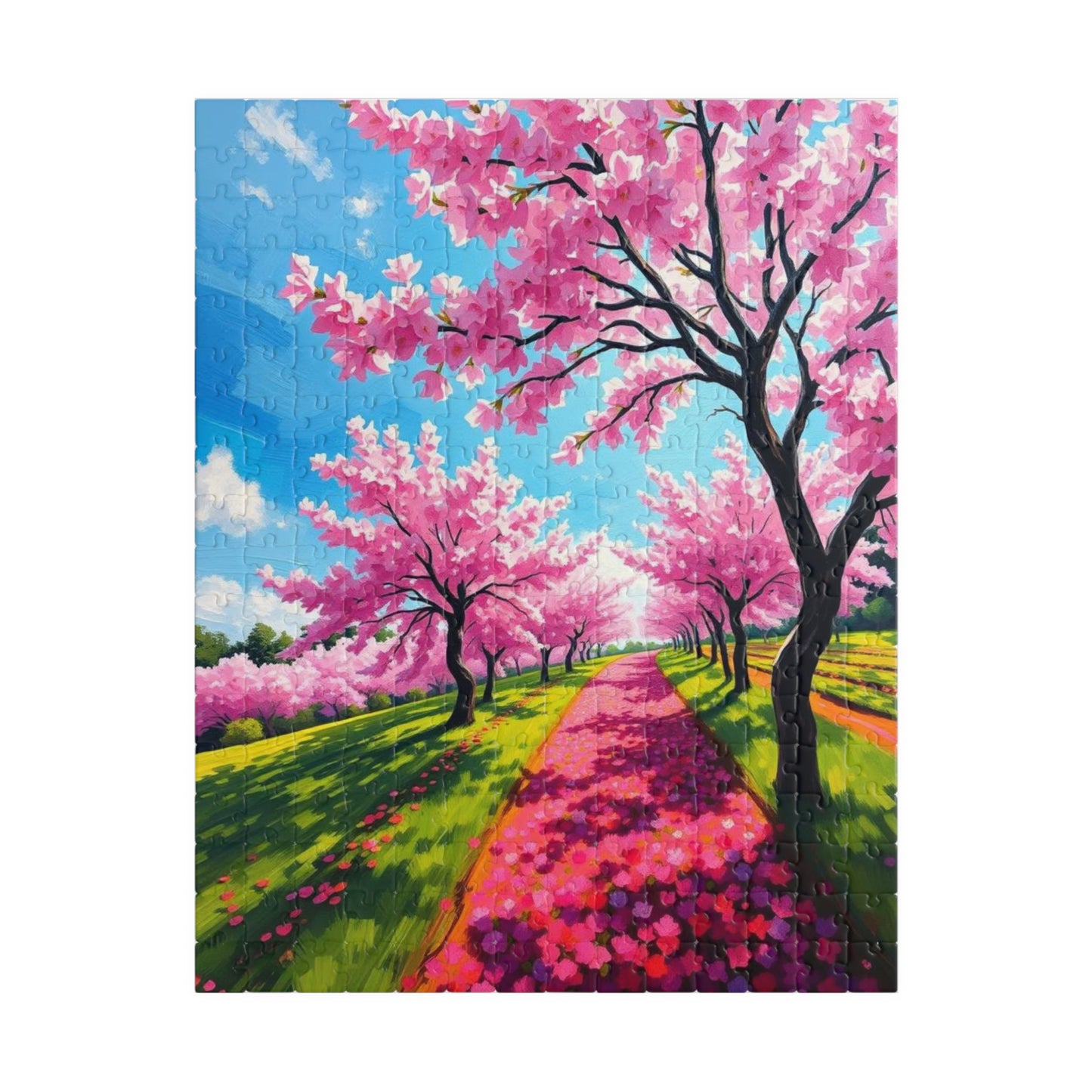 Cherry Blossom Landscape Puzzle, Beautiful 110-1014 Piece Jigsaw Puzzle, Perfect for Family Game Night, Birthday Gift Idea, Spring Decor 252 pcs (Vertical) Puzzle The Puzzle Chest