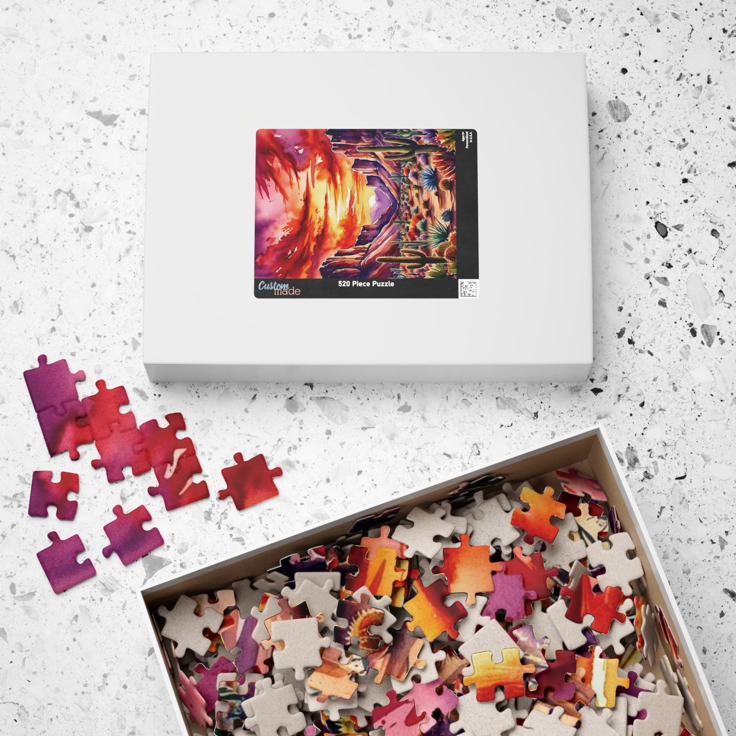 Puzzle - Desert Landscape 1000 Piece Jigsaw, Cactus Sunset Mountain Scene, Challenging Adult Hobby Game, Relaxing Family Activity, Home Puzzle The Puzzle Chest
