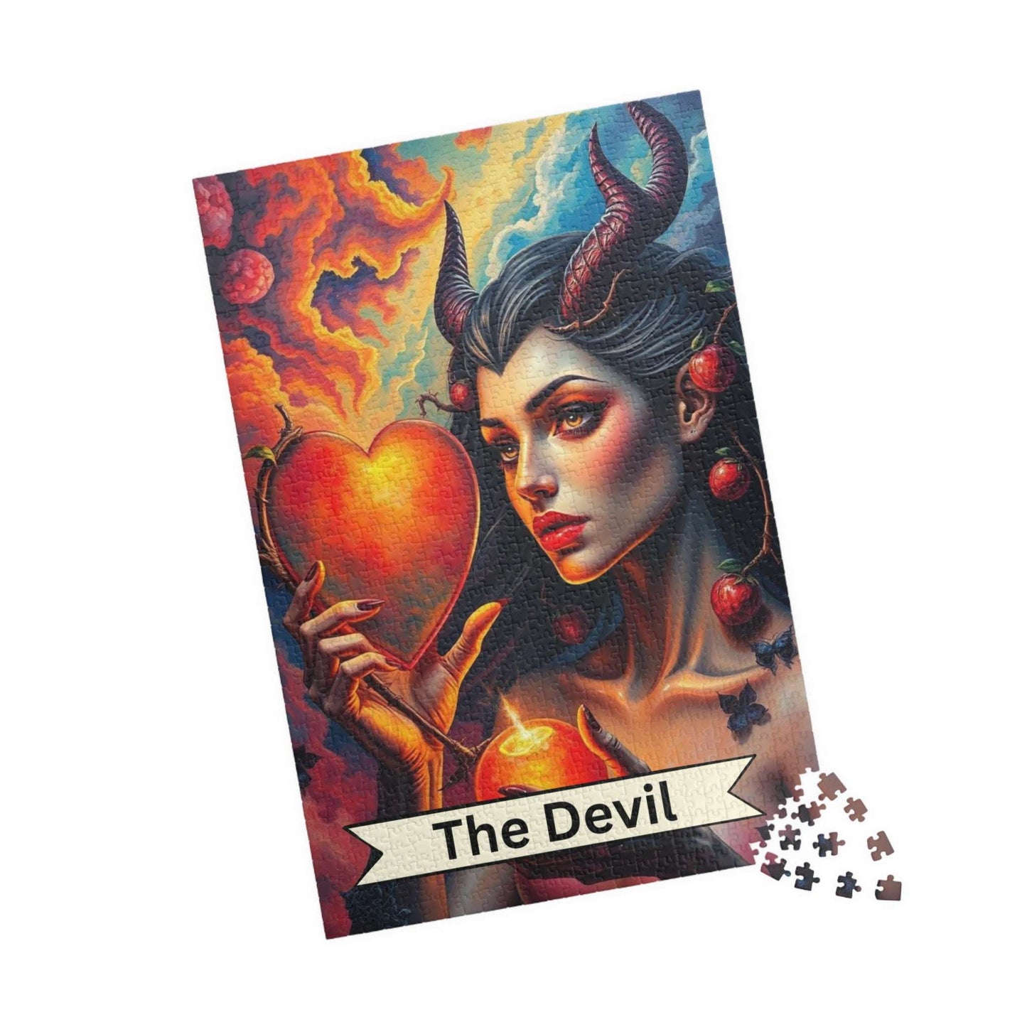 Devil's Heart Puzzle - Tarot Card Style Art Jigsaw for Adults, 110-1014 Pieces, Gothic Decor, Gift for Puzzle Lovers, Unique Home Activity 1014 pcs (Vertical) Puzzle The Puzzle Chest
