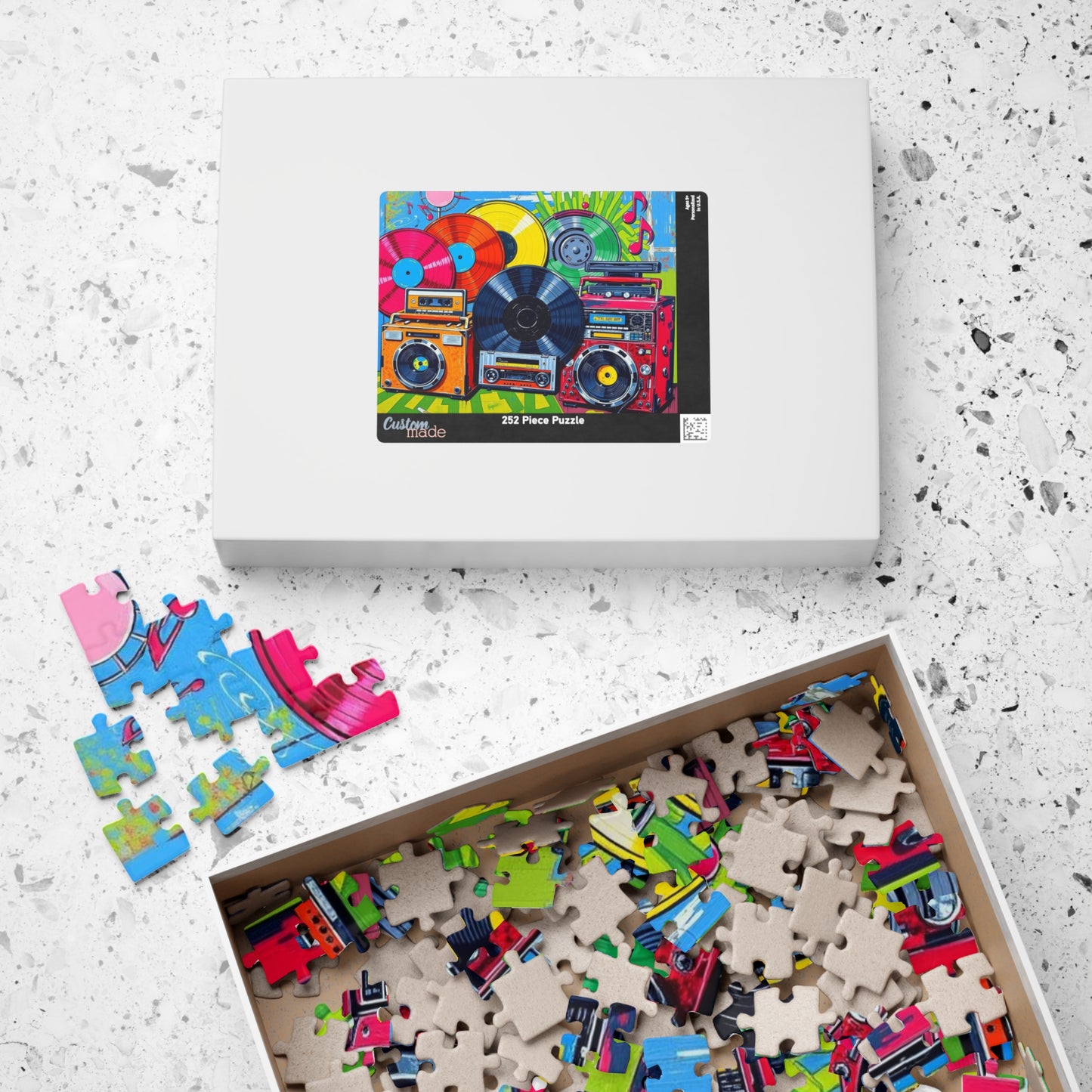 Retro Music Puzzle - Nostalgic Vinyls and Boomboxes Pop Art Jigsaw Game - Fun Family Activity, Gift for Music Lovers, Game Night Puzzle The Puzzle Chest