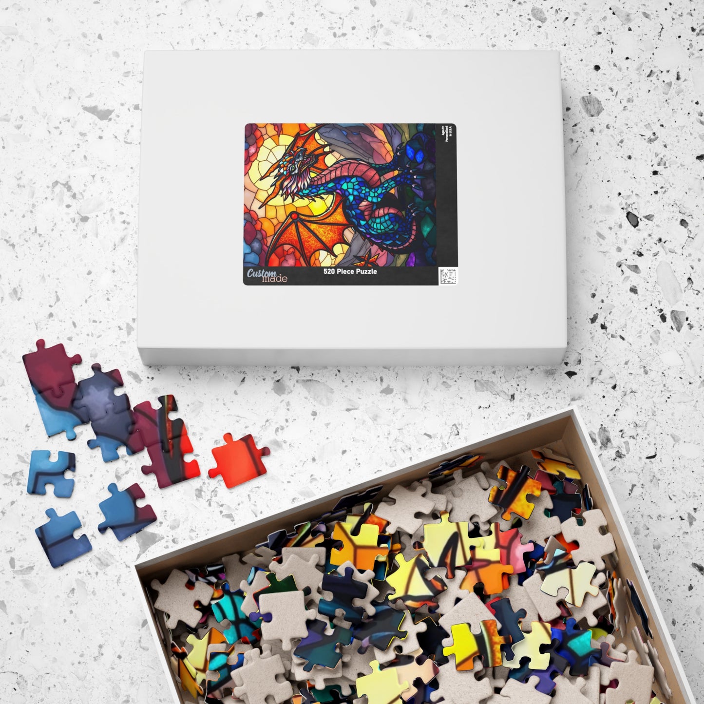 Stained Glass Dragon Puzzle, Colorful Art Jigsaw for Adults, Perfect Gift for Hobbyists, Family Game Night, 110-1014 Pieces Puzzle The Puzzle Chest