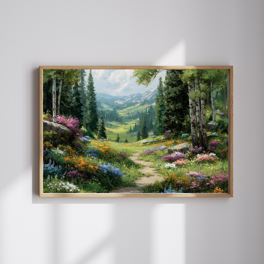 Spring Forest Path Jigsaw Puzzle – Sunlit Wildflower Meadow, Nature Inspired Floral Landscape Puzzle The Puzzle Chest