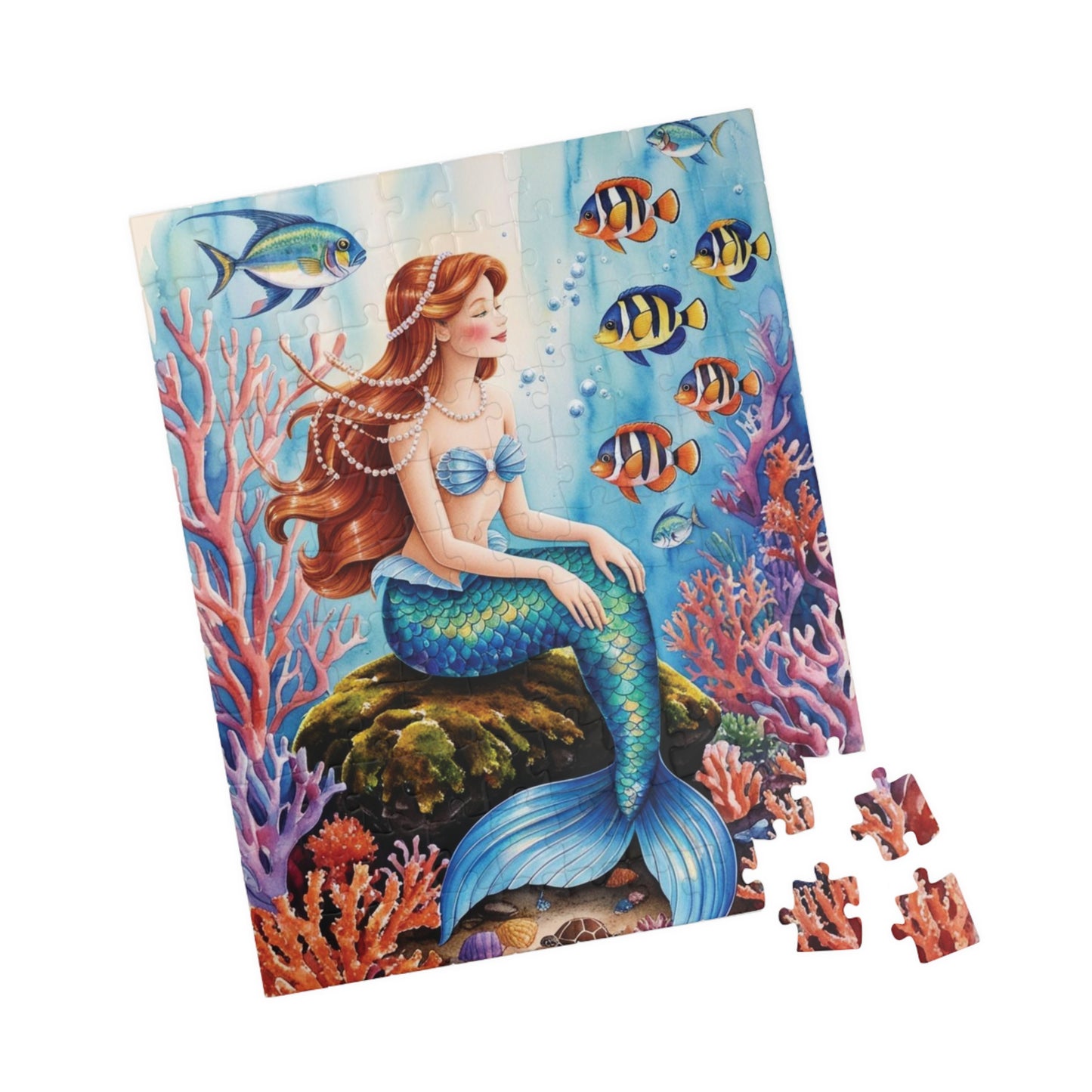 Mythical Creature Puzzle, Mermaid Sitting on Rock Jigsaw Game, Underwater Coral Reef Ocean Theme, Challenging Fun Family Activity Game Night Puzzle The Puzzle Chest