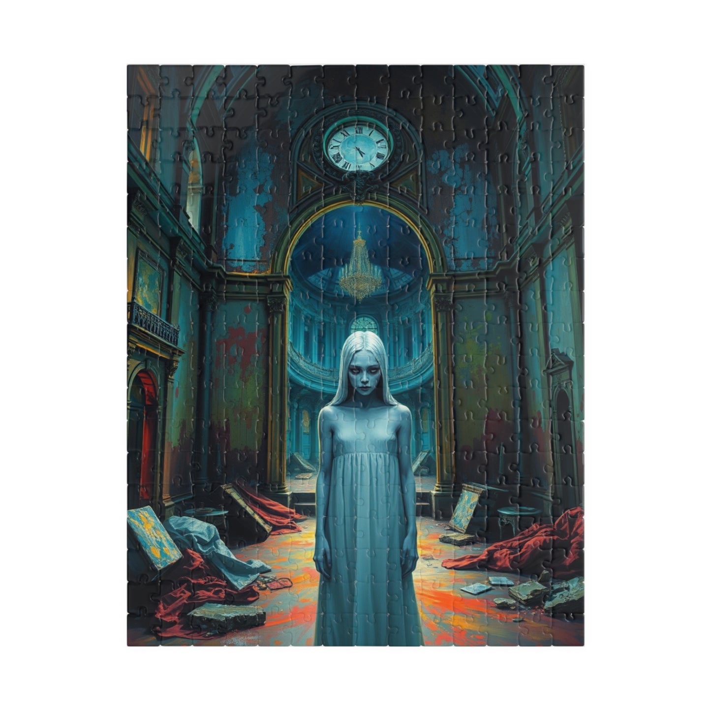 Gothic Puzzle, 110-1014 Piece, Grand Manor in Ruins with Pale Figure, Sorrowful Eyes, Adult Jigsaw Game, Halloween Decor, Haunted Mansion 252 pcs (Vertical) Puzzle The Puzzle Chest