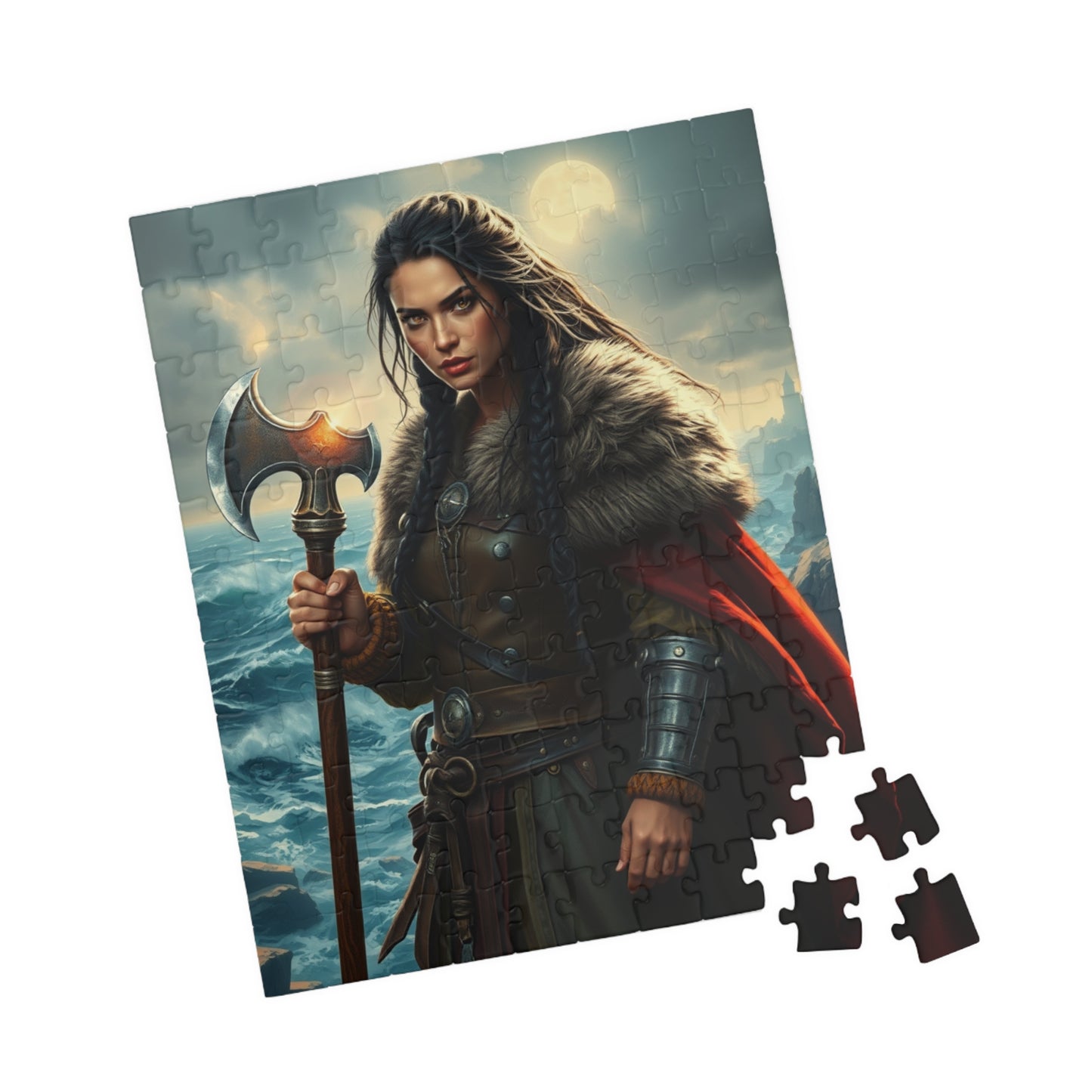 Viking Jigsaw Puzzle 110-1014 Piece, Medieval Era Woman Warrior on Stormy Sea, Norse Mythology, Gift for Puzzle Enthusiast, Mindful Activity Puzzle The Puzzle Chest