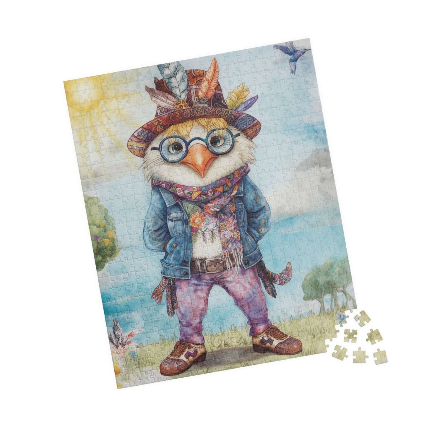 Chicken Hippie Jigsaw Puzzle - Bird Puzzle for Solo Fun, Family Activity, Friend Game Night, Holiday Birthday Gift for Animal Lover Puzzle The Puzzle Chest