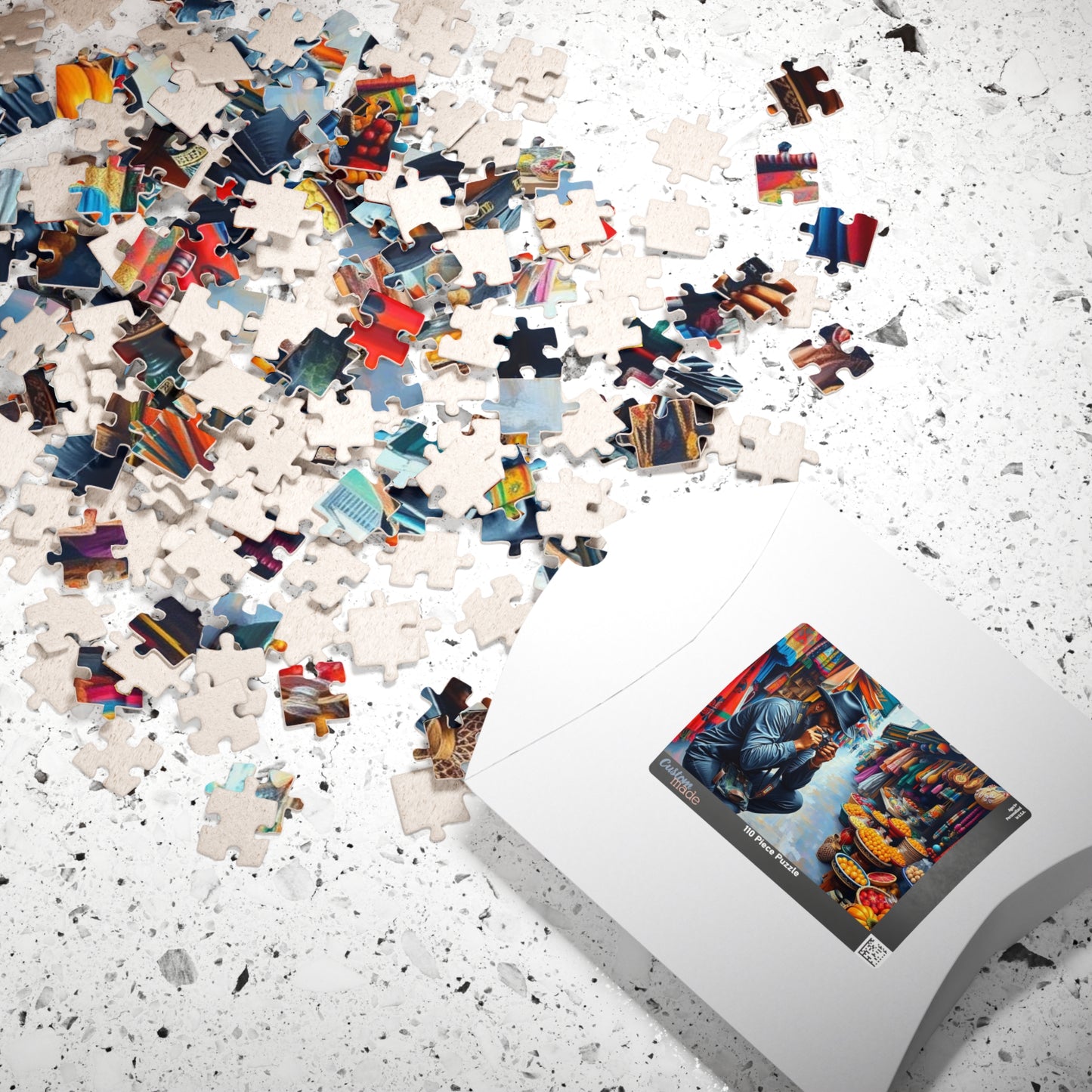 Cultural Street Market Jigsaw Puzzle - Black Man Taking Photographs, African American Art, Gift for Friends, Family Fun, Home Entertainment Puzzle The Puzzle Chest
