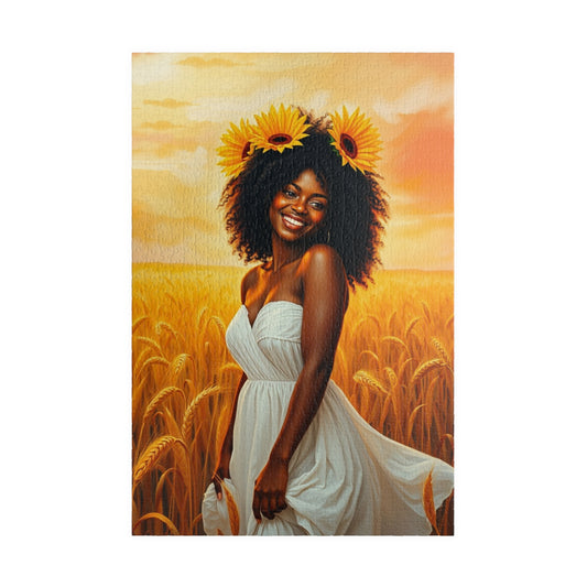 Serene Afrocentric Puzzle - Black Woman Wheat Field Jigsaw 1014 pcs (Vertical) Puzzle The Puzzle Chest