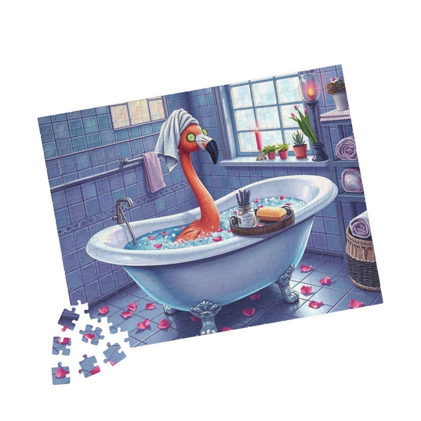 Flamingo in Bubble Bath - Fun and Whimsical Spa Puzzle, Unique Gift for Friends, Perfect for Family Fun, Birthday, or Spa Day Gathering