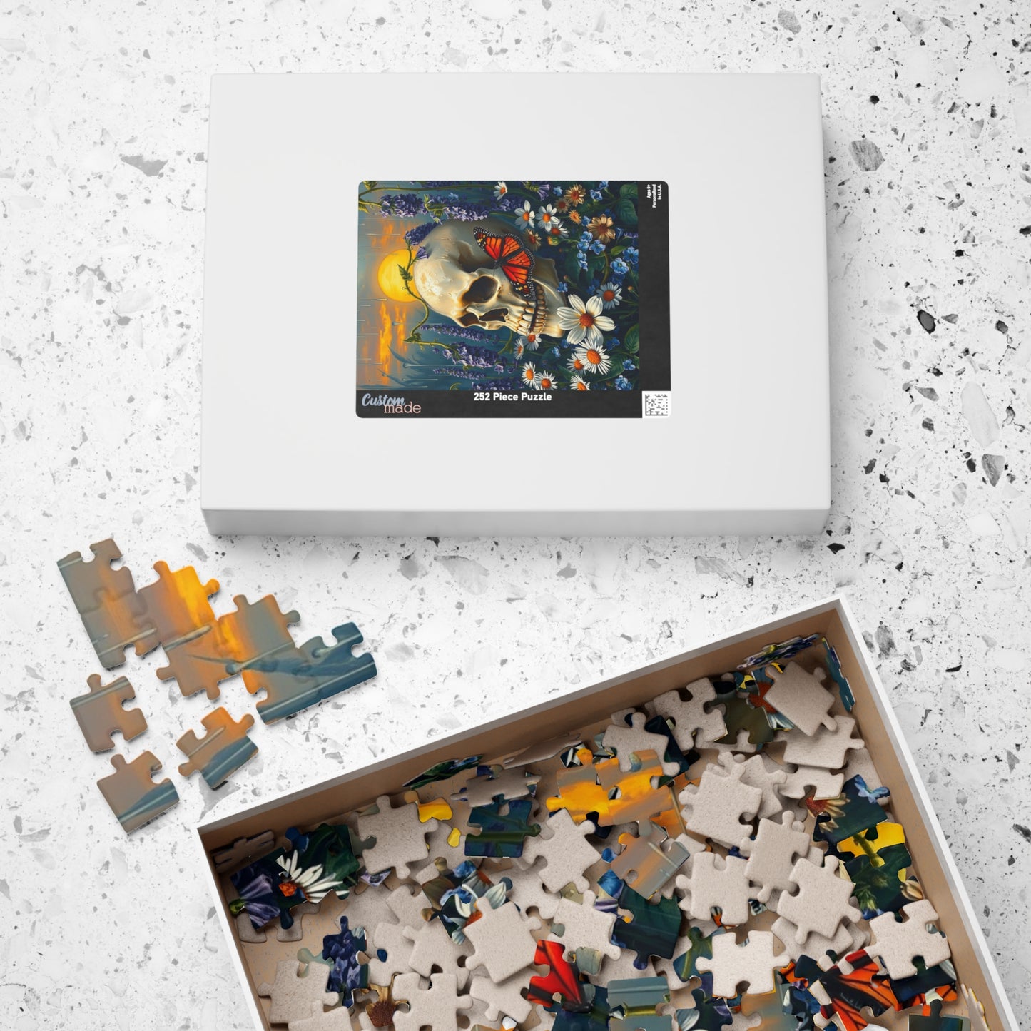Skull and Butterfly Puzzle, Artistic Dark Art Jigsaw Puzzle for Adults, Unique Gothic Artwork Puzzle Lover Gift, Relaxing Fun Solo Activity Puzzle The Puzzle Chest