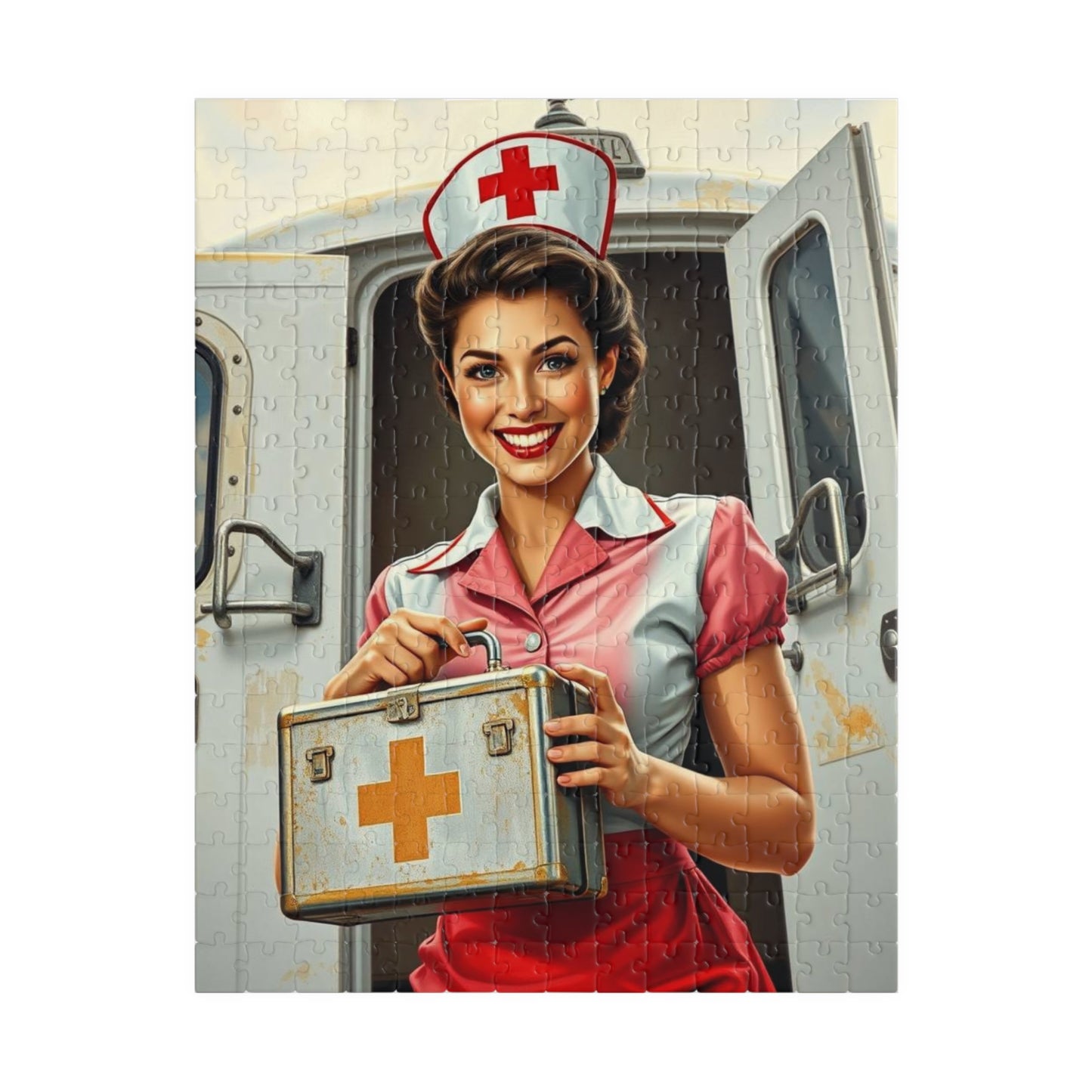 Vintage Nurse Jigsaw Puzzle, Retro Medical Art Wartime, Unique Gift for Healthcare Worker, Family Fun Activity, Brain Teaser, Creative Hobby 252 pcs (Vertical) Puzzle The Puzzle Chest