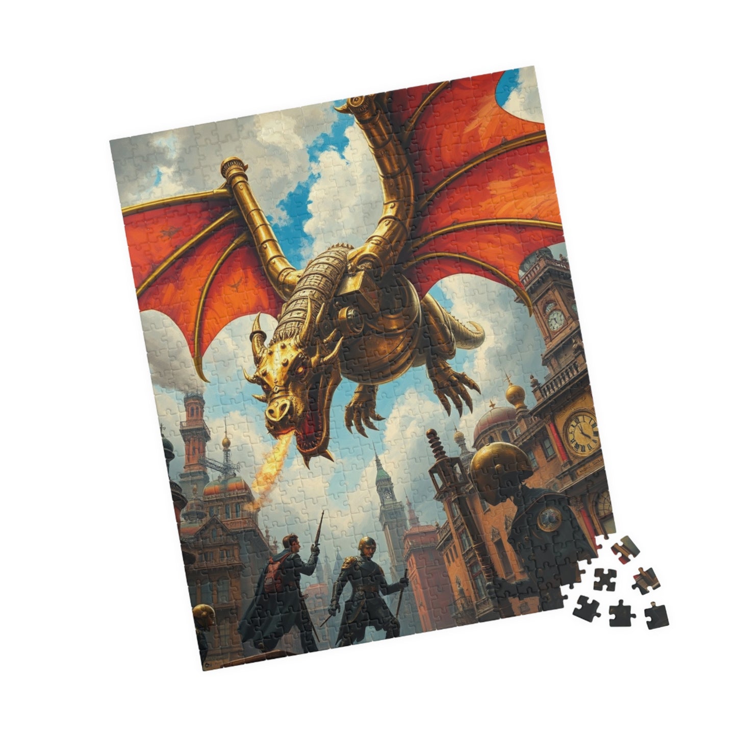 Steampunk Dragon Puzzle, Mechanical Jigsaw Game, Brass Plated Gears, Victorian Metropolis, Home Activity, Puzzle Lover Gift, Brain Teaser Puzzle The Puzzle Chest