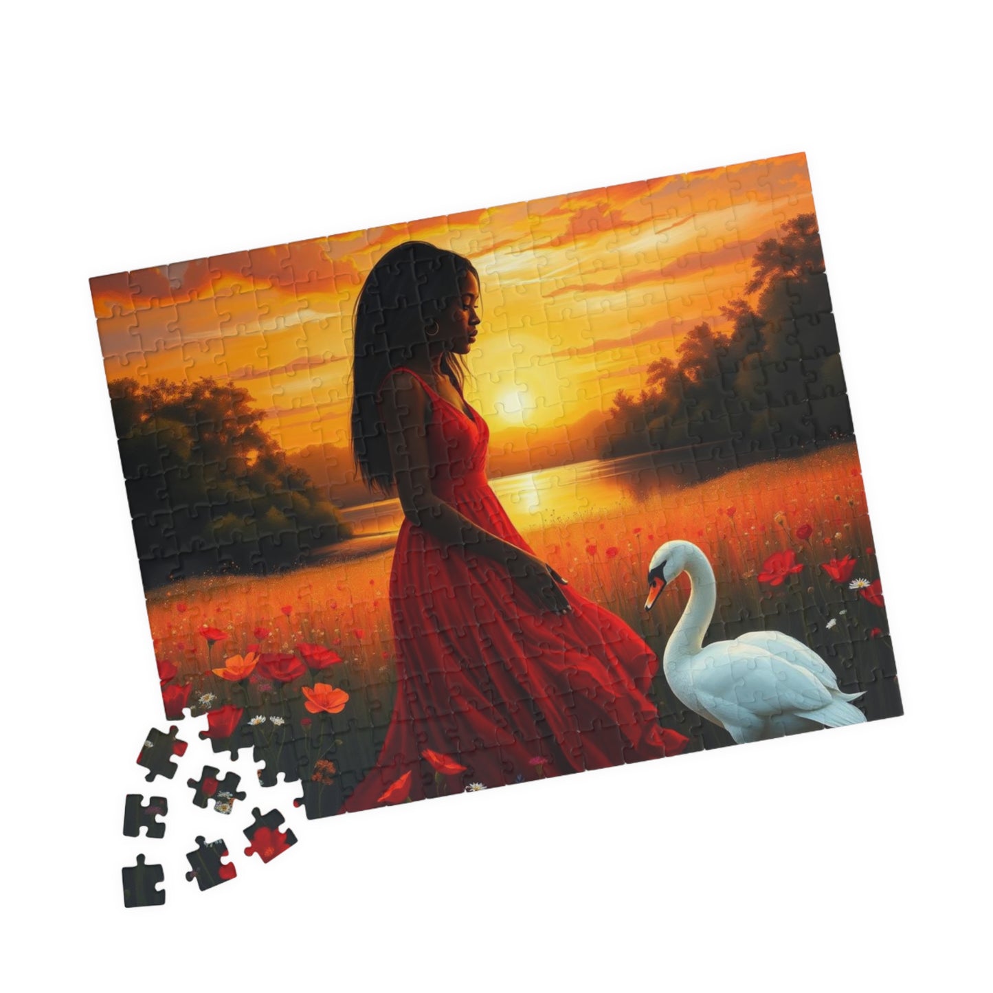 Serene Sunset Puzzle - Black Woman Art Jigsaw Game, Creative Activity, Nature Enthusiast Gift for Friend, Family Fun, Mindful Activity Puzzle The Puzzle Chest