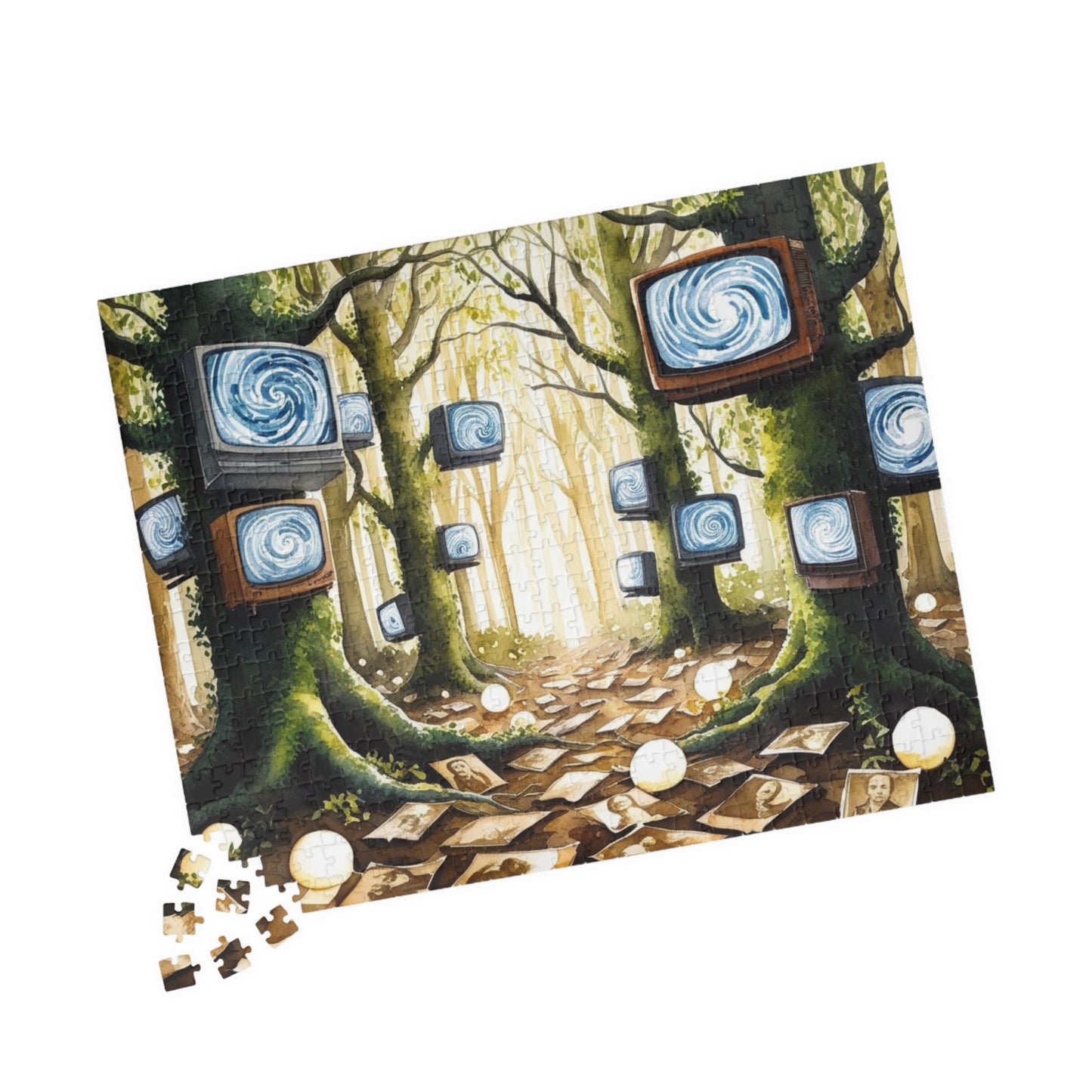 Fantasy Weirdcore Jigsaw Puzzle, Forest with TV Screens, Unique Puzzle, Mind-Bending Game, Interactive Family Activity, Home Entertainment 520 pcs (Horizontal) Puzzle The Puzzle Chest