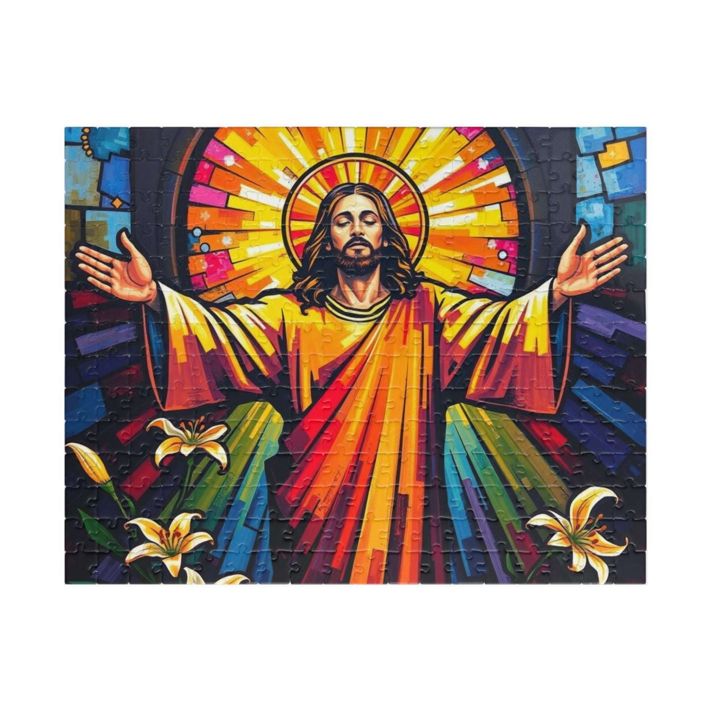 Radiant Jesus Puzzle - Colorful Religious Jigsaw, Inspirational Artwork Ideal Gift for Faith, Family Gatherings, and Spiritual Celebrations