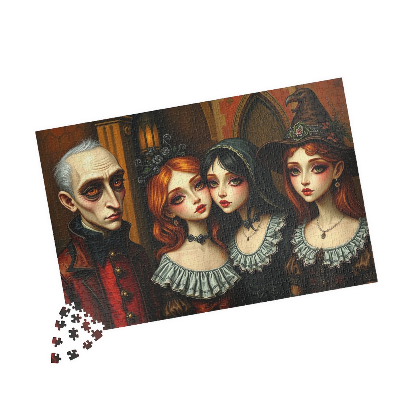 Gothic Art Jigsaw Puzzle, Mysterious Family Dark Art Theme, Perfect for Halloween, Cozy Nights, Family or Solo Fun, Puzzle Enthusiast Gift Puzzle The Puzzle Chest