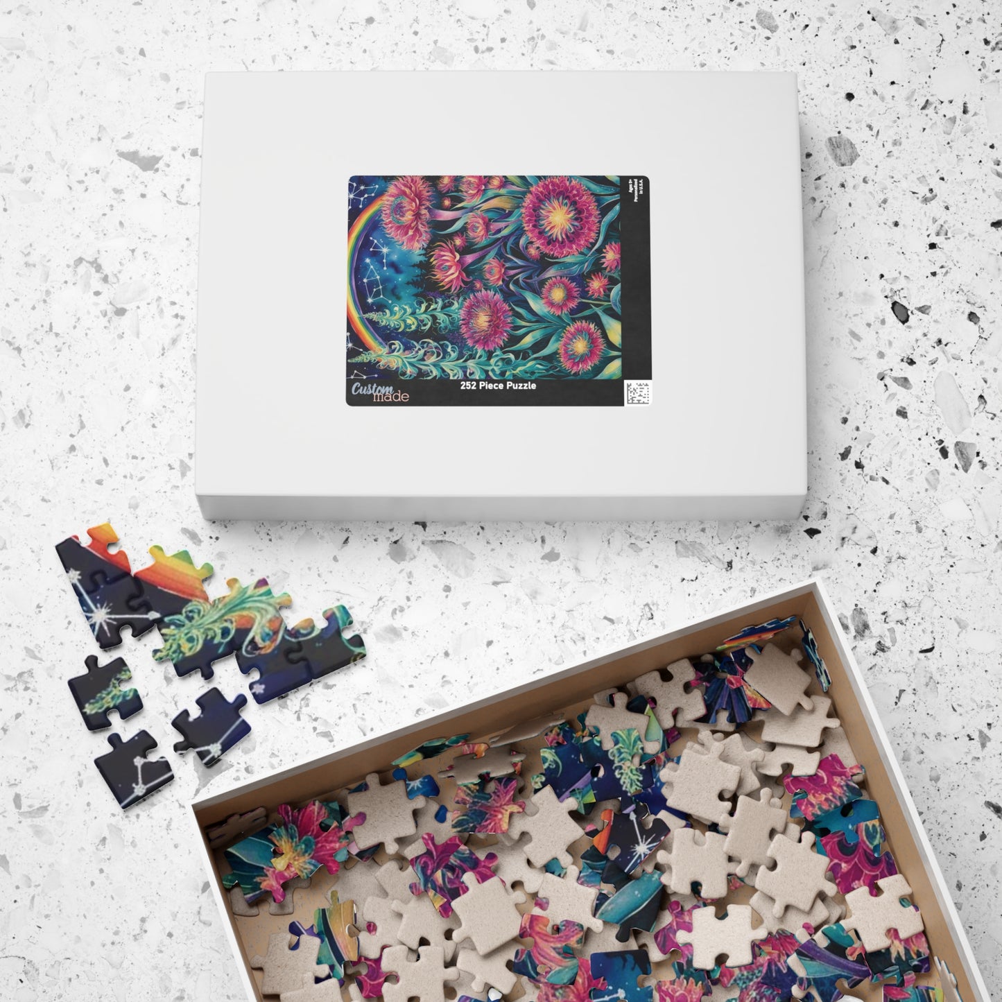 Flower Theme Trippy Puzzle, 110-1014 Piece Glow Garden Jigsaw Puzzle, Challenging Tabletop Game, Adult Entertainment Relaxation Meditation Puzzle The Puzzle Chest