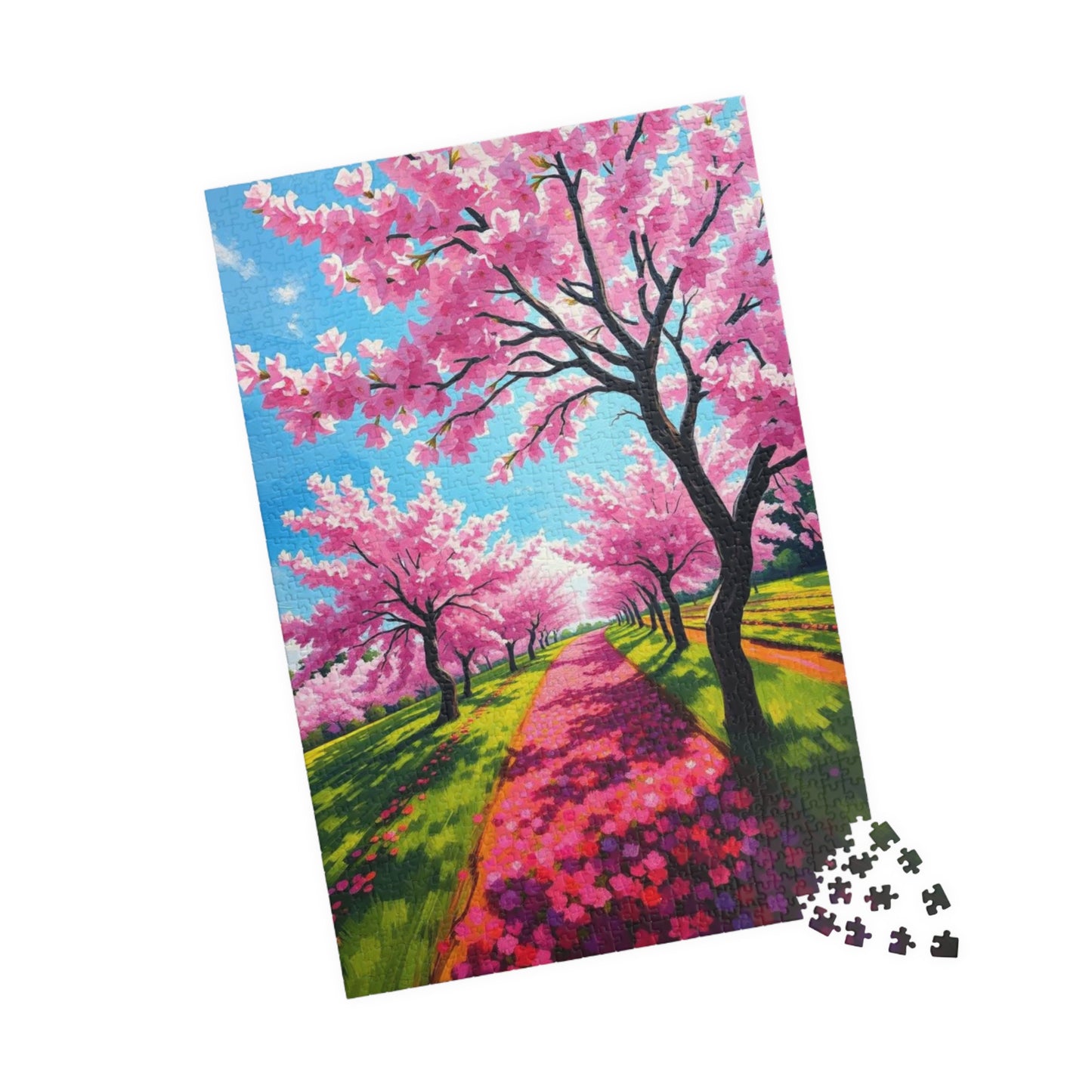 Cherry Blossom Landscape Puzzle, Beautiful 110-1014 Piece Jigsaw Puzzle, Perfect for Family Game Night, Birthday Gift Idea, Spring Decor Puzzle The Puzzle Chest
