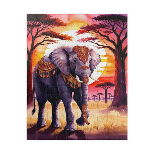 Puzzle, Sacred Elephant Golden Jewelry Henna Patterns, 110 252 520 1014 Piece, Jigsaw Game, Meditation Activity, Wildlife Gift, Elephant 110 pcs (Vertical) Puzzle The Puzzle Chest