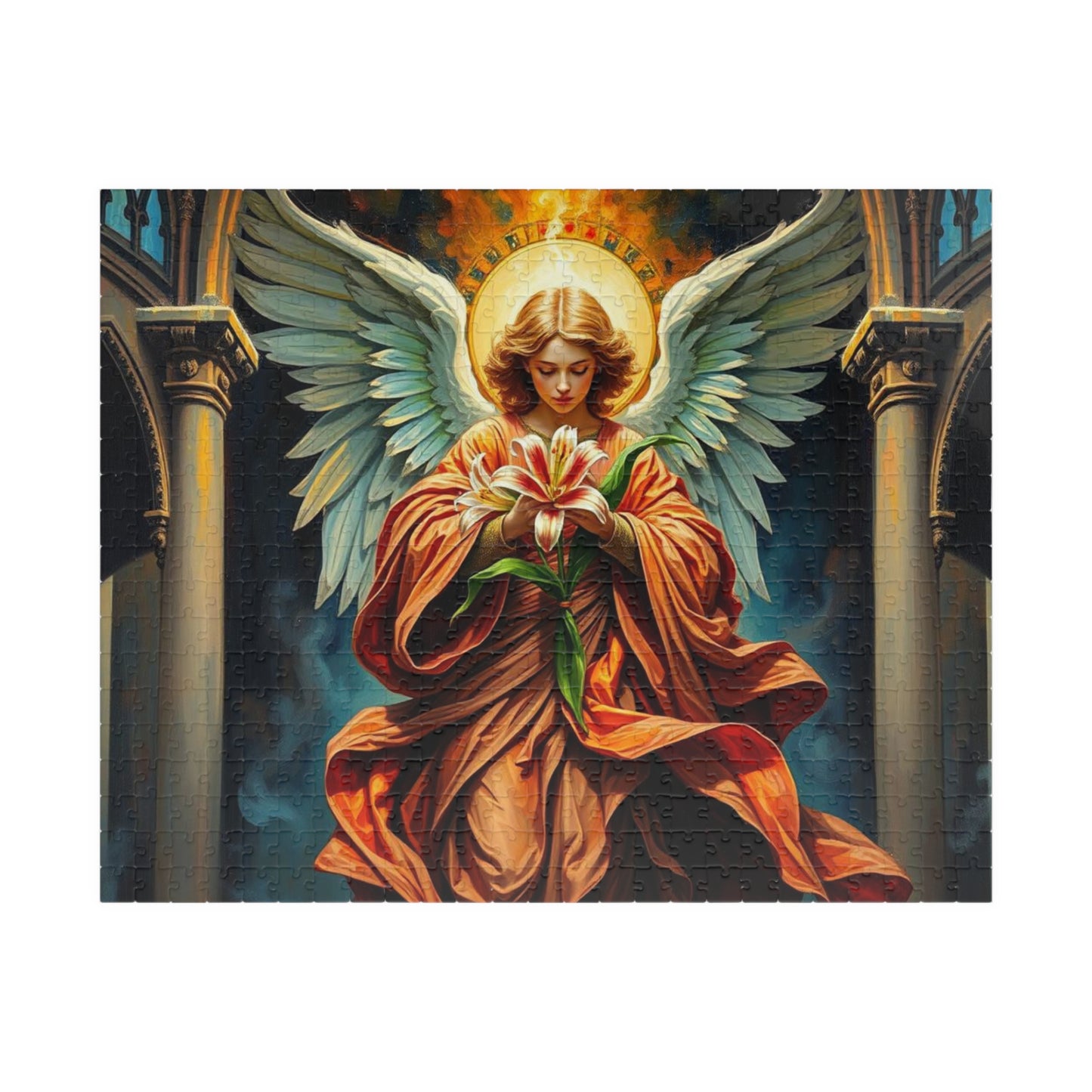 Divine Messenger Jigsaw Puzzle, Angel Artwork, Gothic Art Print, Elegant Puzzle for Adults, Holiday Birthday Gift for Friend Indoor Activity 520 pcs (Horizontal) Puzzle The Puzzle Chest
