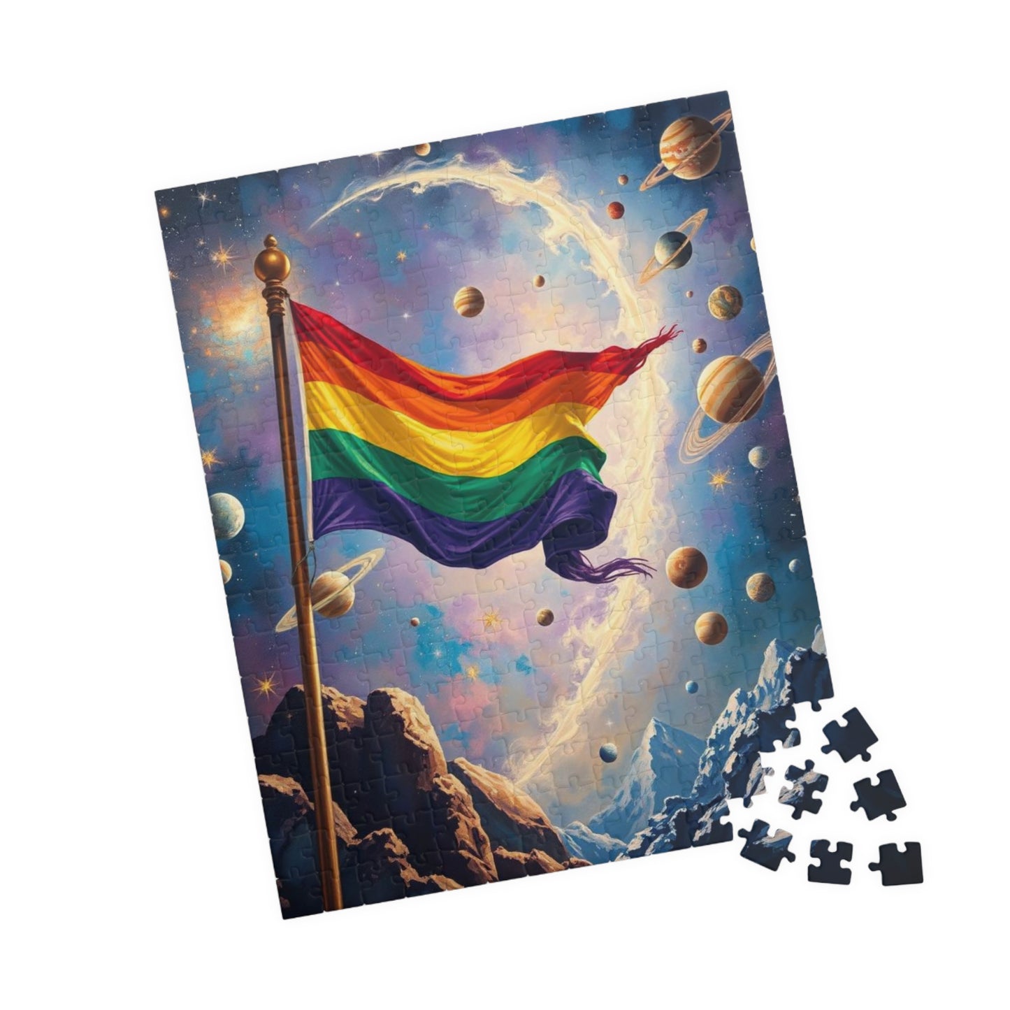 Space Pride Flag Jigsaw Puzzle - 110-1014 Piece LGBTQ+ Gift, Puzzle Enthusiast, Fun Family Activity, Colorful Decor, Inclusive Hobby