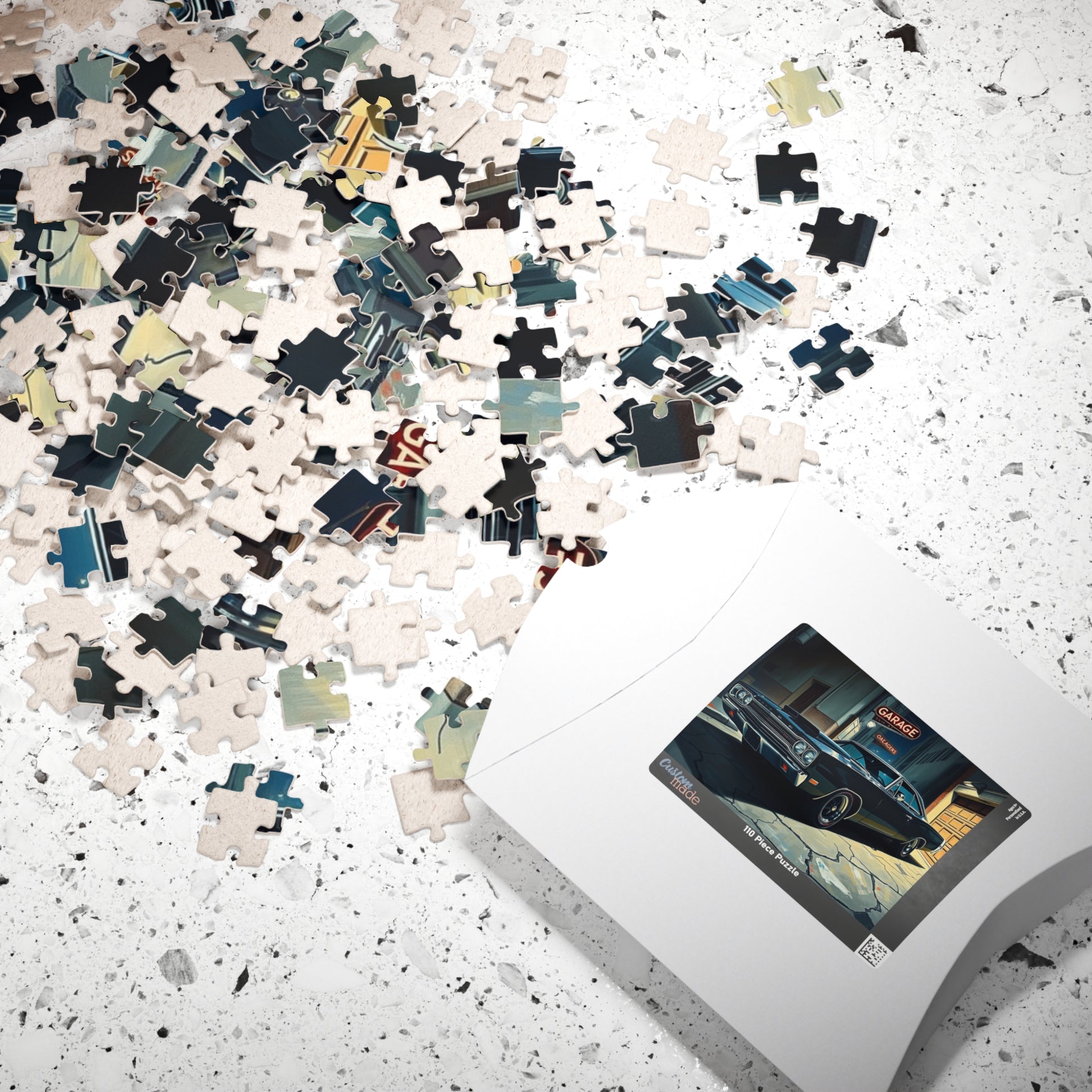 Vintage Muscle Car Jigsaw Puzzle, Classic 1968 Super Bee, Retro Vehicle Dramatic Urban Night Scene Puzzle The Puzzle Chest