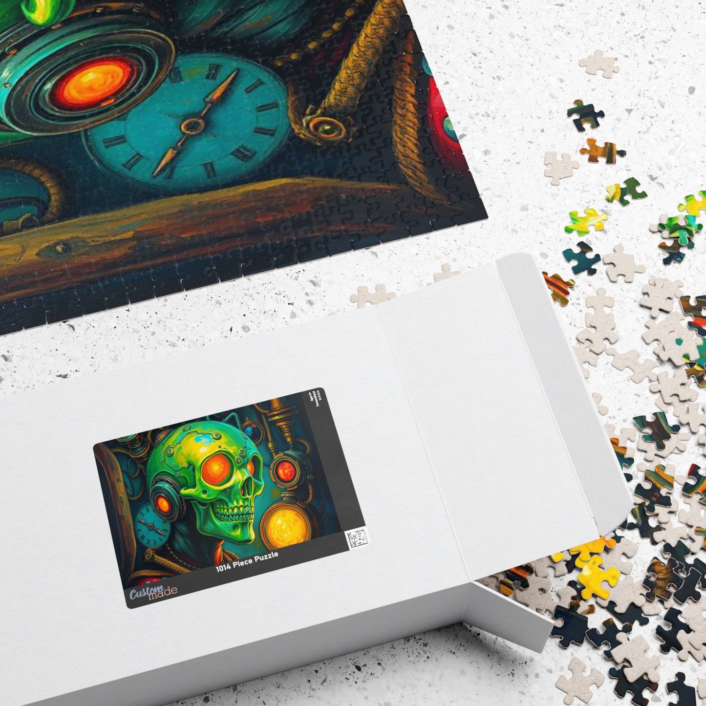 Neon Machina Jigsaw Puzzle, Steampunk Skull Puzzle, 110-1014 Piece Unique Gift for Family, Friends, Party Activity, Halloween Brain Teaser Puzzle The Puzzle Chest