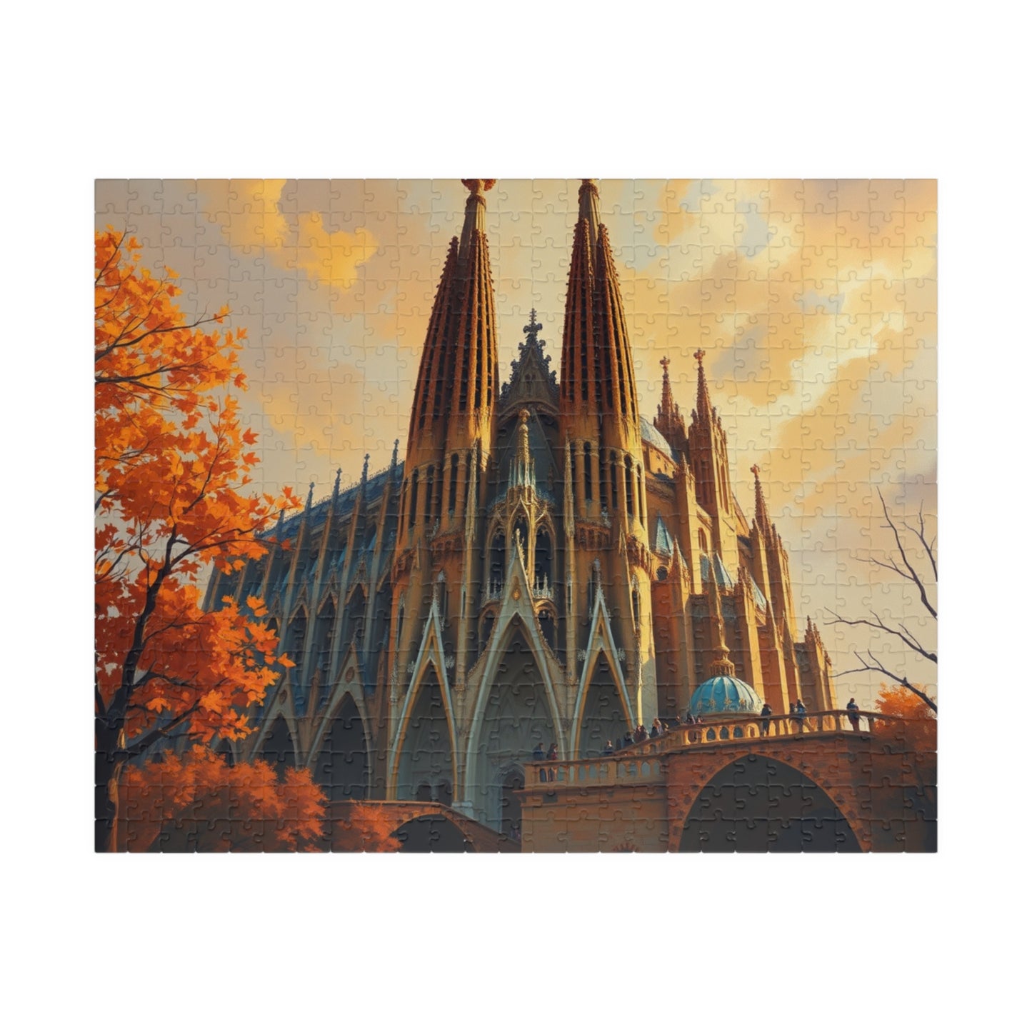 Autunm Sagrada Familia Puzzle, Famous Landmark Iconic Barcelona Church, Travel-inspired Jigsaw, Architecture Lover Gift, Mindful Activity 520 pcs (Horizontal) Puzzle The Puzzle Chest