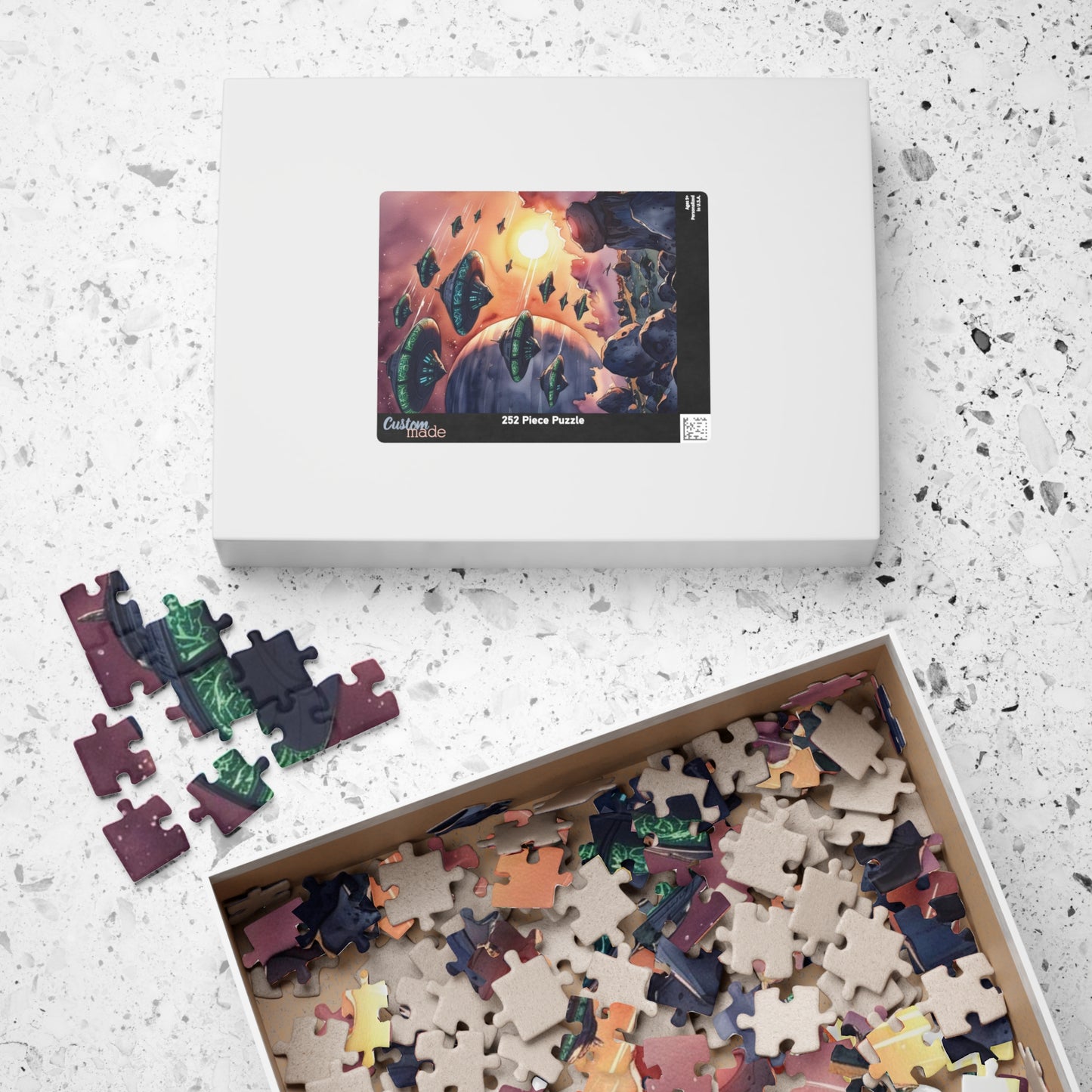 Space Fleet Puzzle, Alien Spaceship Jigsaw Game, Ringed Planet Asteroid Field Puzzle 110-1014 Piece, Sci-Fi Gift, Space Lover, Fun Hobby Puzzle The Puzzle Chest