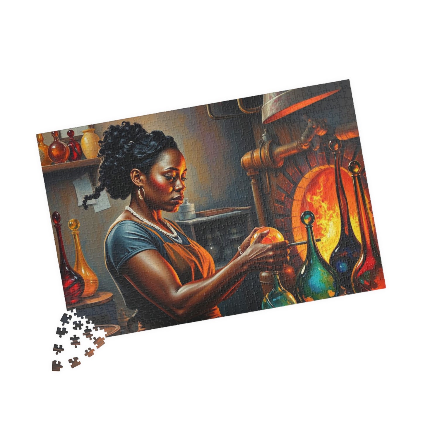 Black Woman Glassblowing Jigsaw Puzzle, African American Art, Unique Birthday Holiday Gift for Friend, Family Game Night, Creative Challenge Puzzle The Puzzle Chest