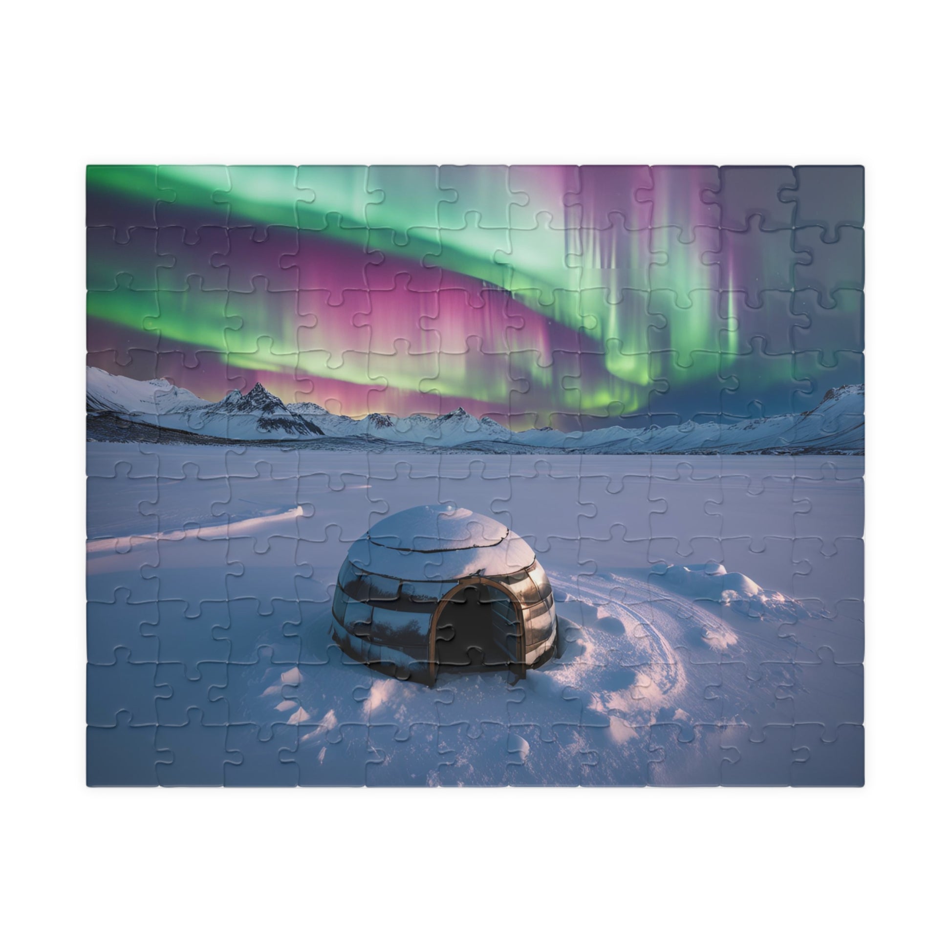 Aurora Borealis Jigsaw Puzzle - 110, 252, 520, 1014-piece Igloo Scenic Gift for Nature Lovers, Family Activity, Game Night, Cozy Gift Idea 110 pcs (Horizontal) Puzzle The Puzzle Chest