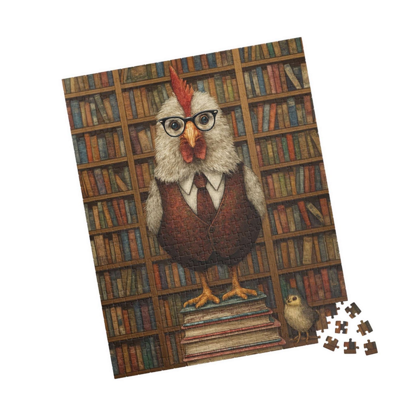 Chicken Librarian Jigsaw Puzzle, Bird Puzzle Ideal for Fun Family Activity, Gifts, Game Night, Animal Lovers, Book Enthusiasts Puzzle The Puzzle Chest