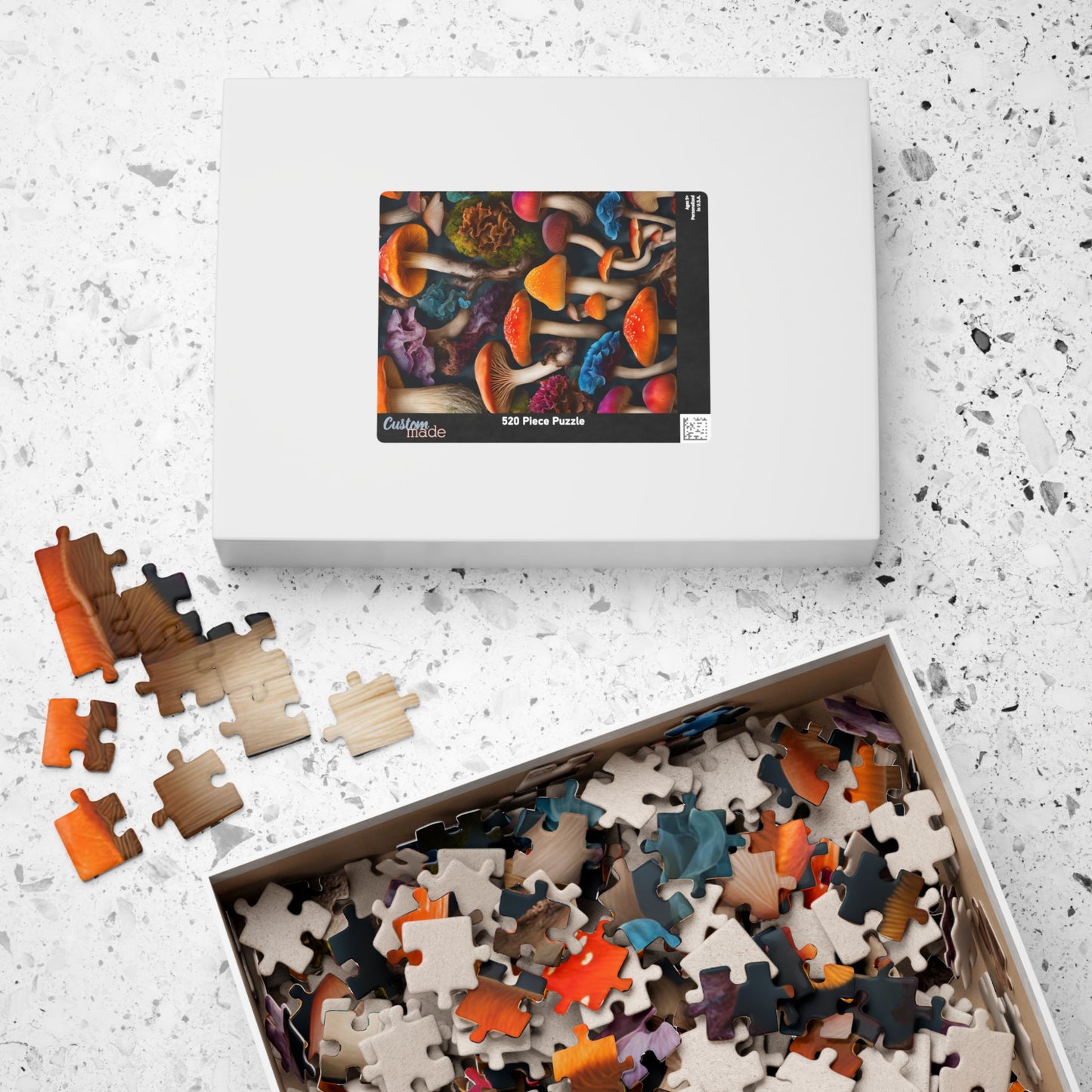 Mushroom Collage Puzzle, Colorful Toadstool Chaotic Jigsaw, 252 520 1014-Piece Game, Relaxing Mindfulness Activity, Gift for Nature Lover Puzzle The Puzzle Chest