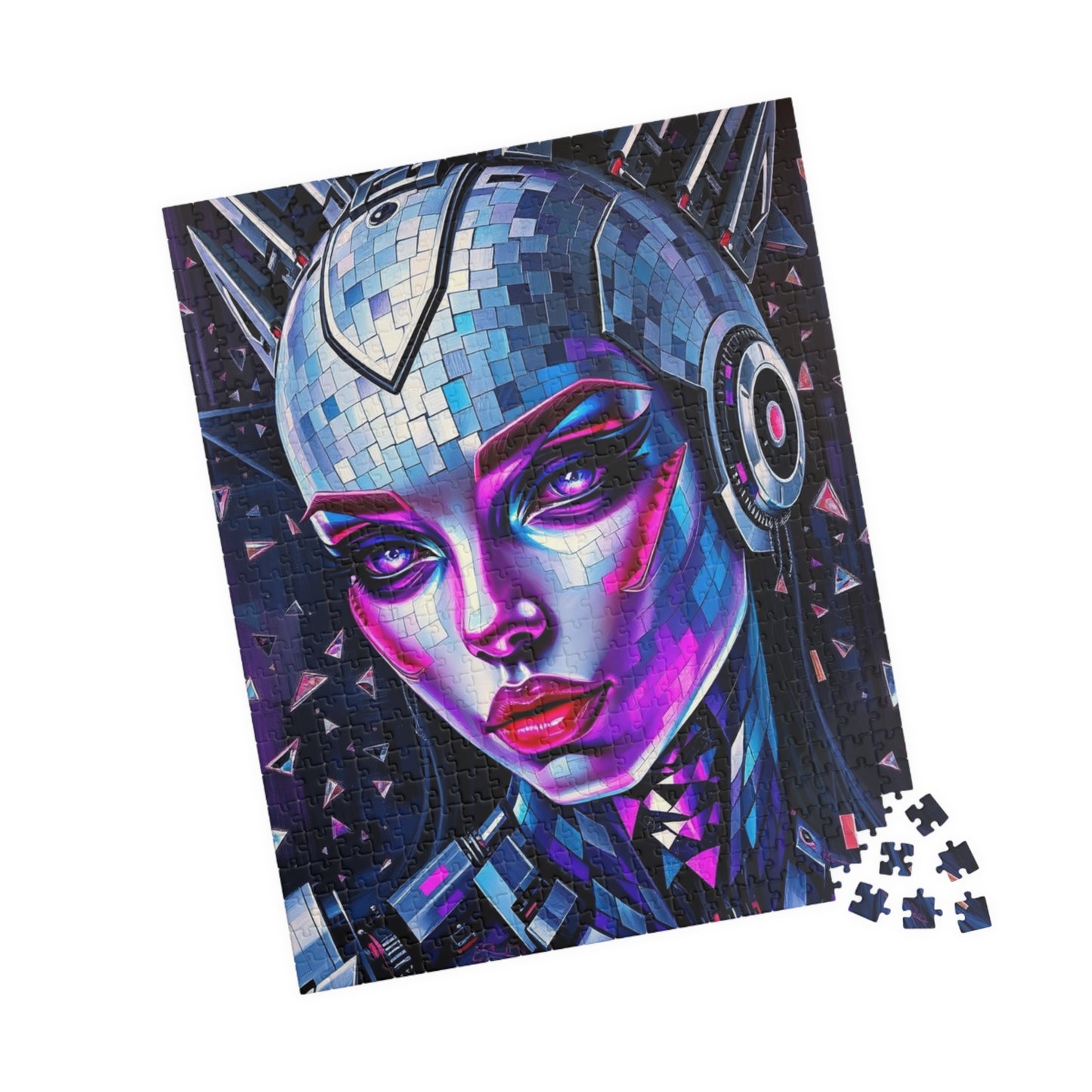 Mosaic Portrait Cybernetic Woman Puzzle, Cyberpunk Female Futuristic Art Jigsaw Game, Puzzle Lover Gift, Brain Teaser, Solo or Family Fun Puzzle The Puzzle Chest